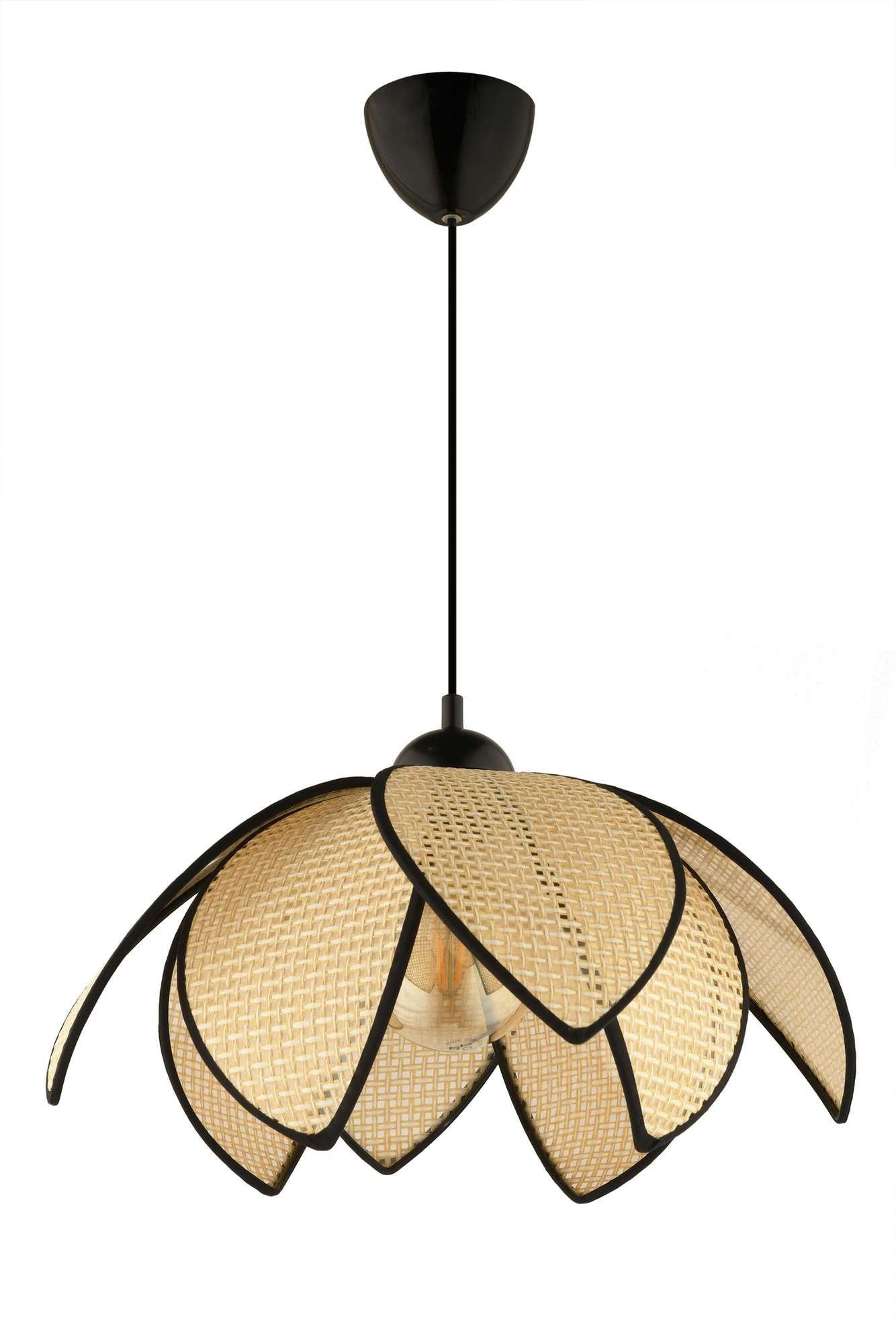 Candeeiro de Teto – 32-70 cm – Creme e Preto – Plástico