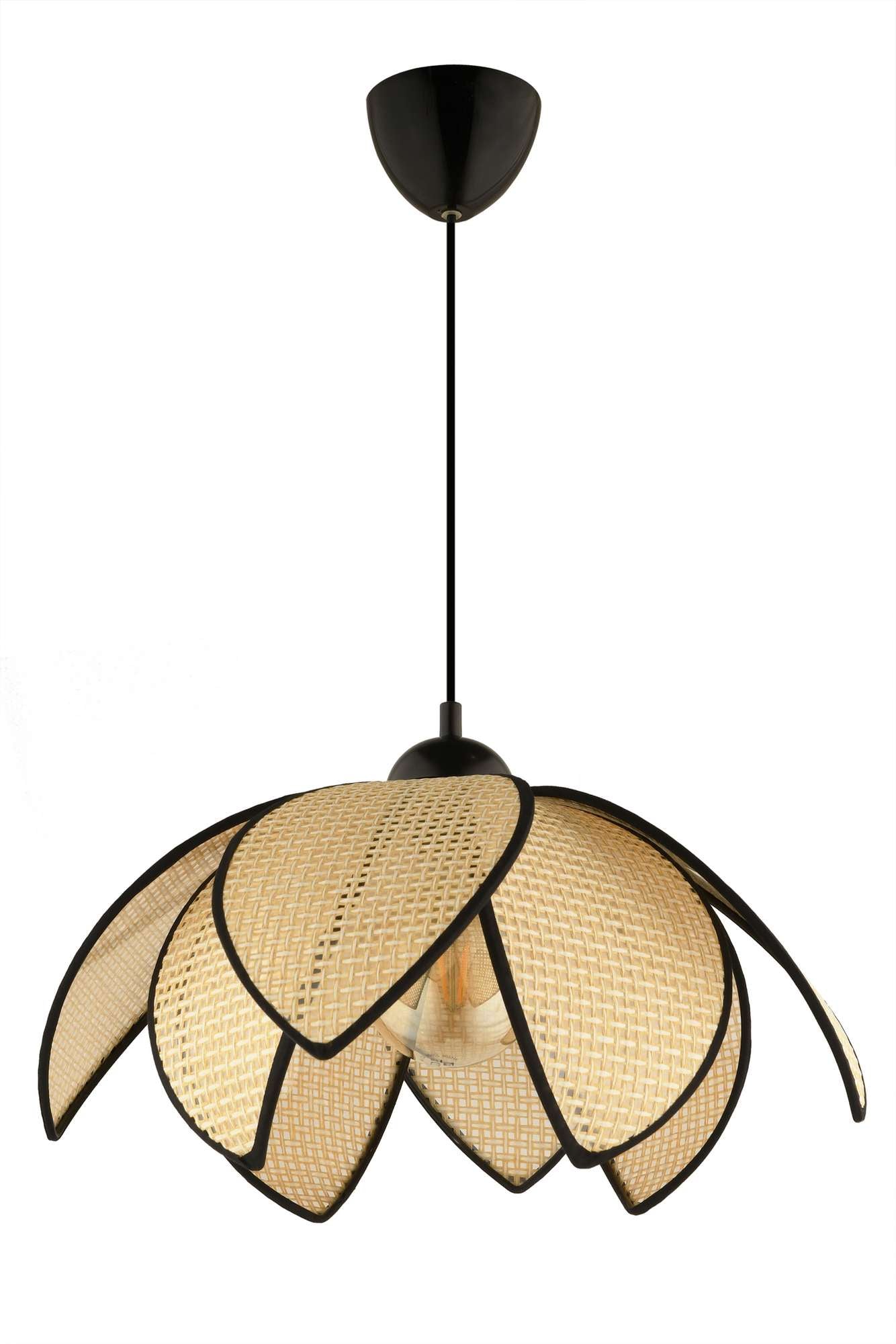 Candeeiro de Teto – 32-70 cm – Creme e Preto – Plástico