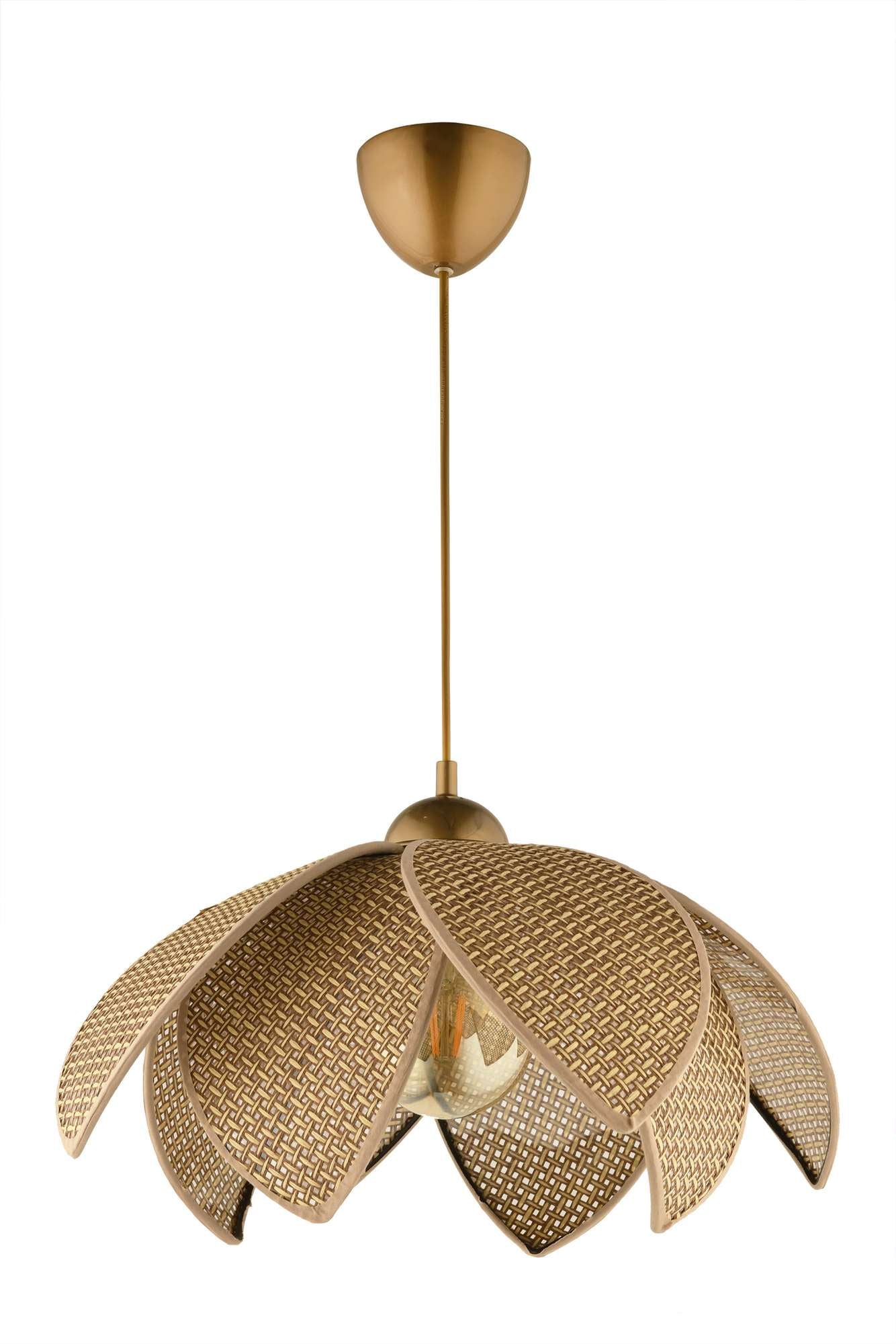 Candeeiro de Teto – 32-70 cm – Bege e Dourado – Plástico