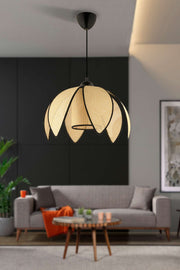 Candeeiro de Teto – 26x26 cm – Creme e Preto – Plástico