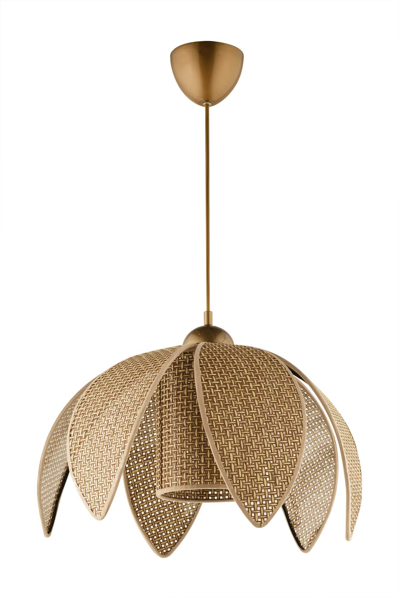 Candeeiro de Teto – Ø26 h:26 cm – Bege e Dourado – Plástico