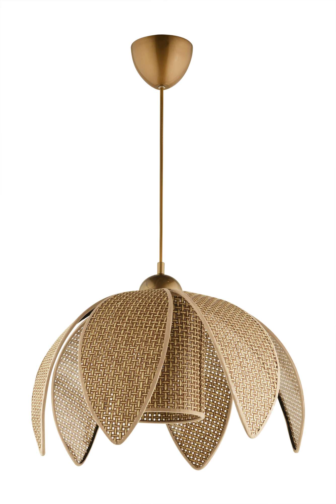 Candeeiro de Teto – Ø26 h:26 cm – Bege e Dourado – Plástico