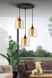 Candeeiro de Teto – 20-70 cm – Mel e Preto – Metal