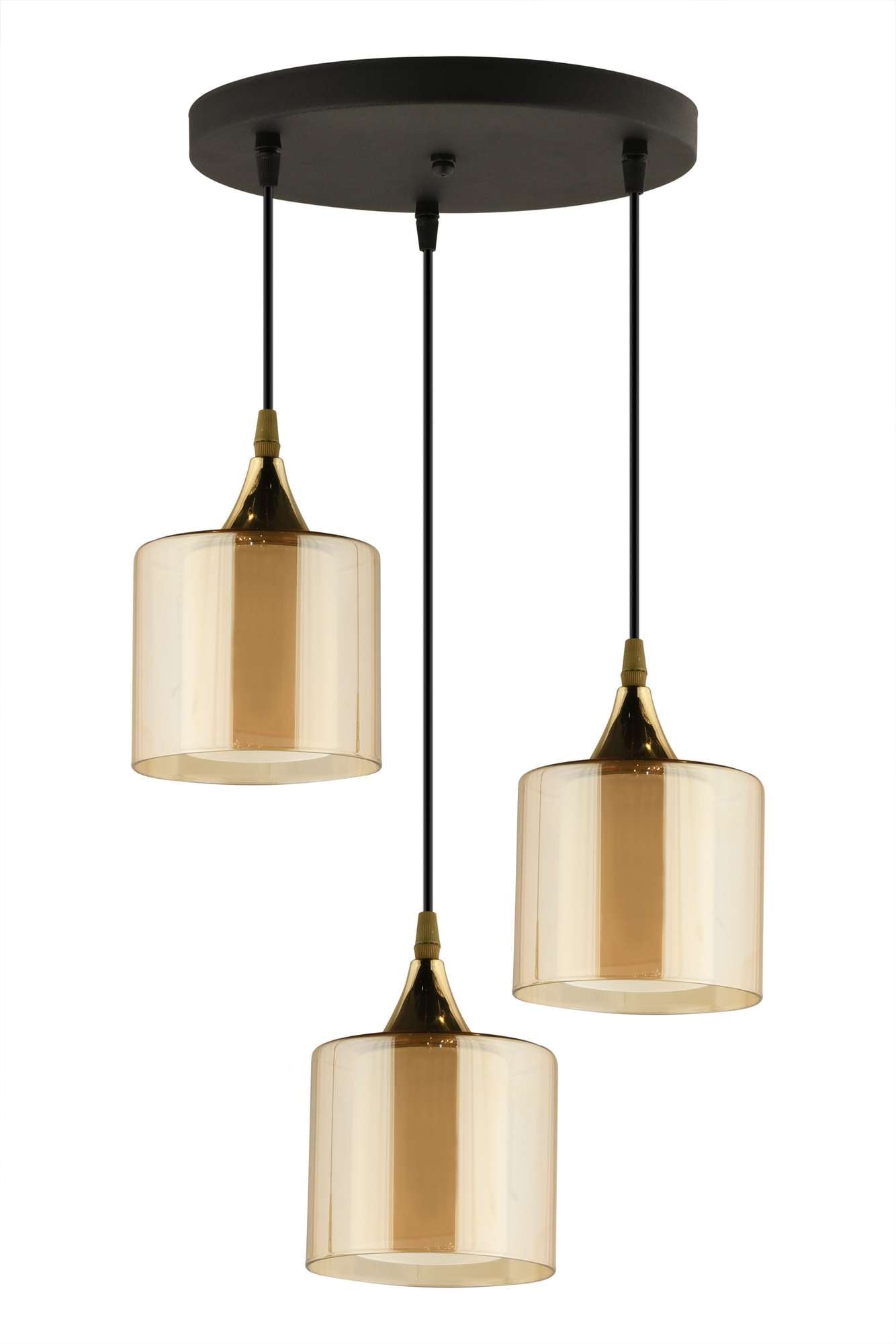 Candeeiro de Teto – 20-70 cm – Mel e Preto – Metal