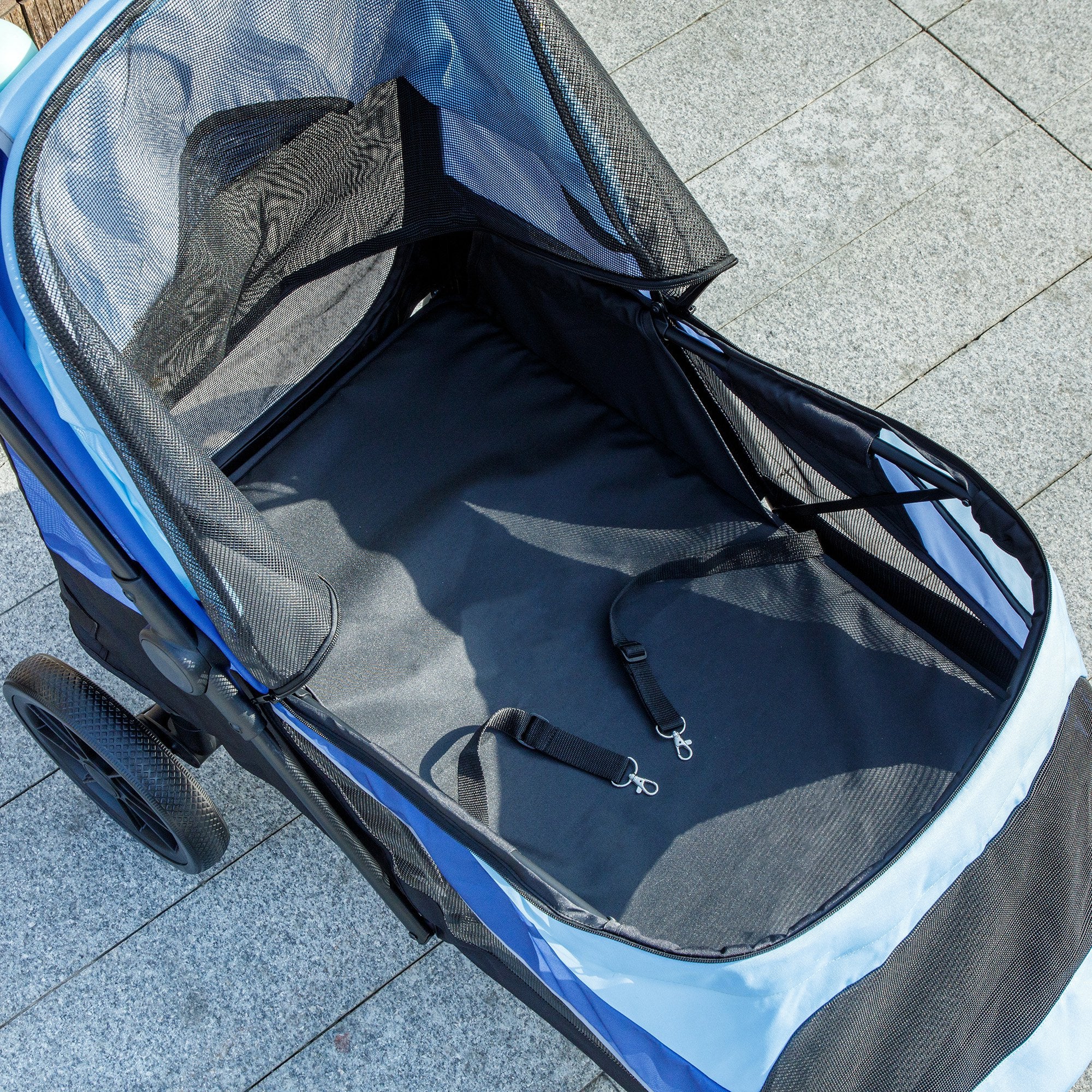 Carrinho para Cães Dobrável com Rodas Grandes 124x67x100 cm - Azul