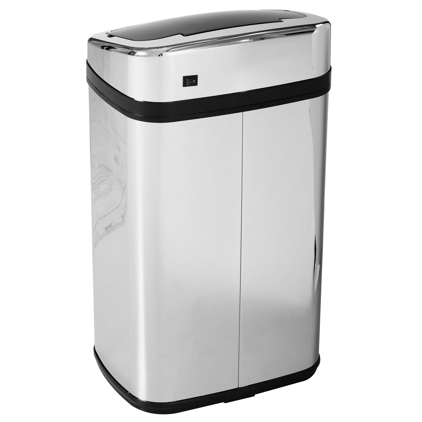 Balde de Lixo Inteligente de Aço Inoxidável 30L - 33x25x58 cm - Preto e Prata