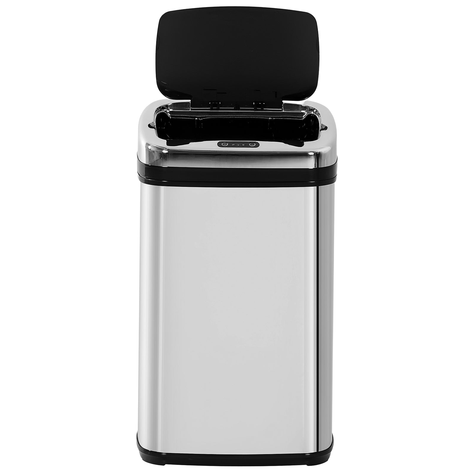 Balde de Lixo Inteligente de Aço Inoxidável 30L - 33x25x58 cm - Preto e Prata