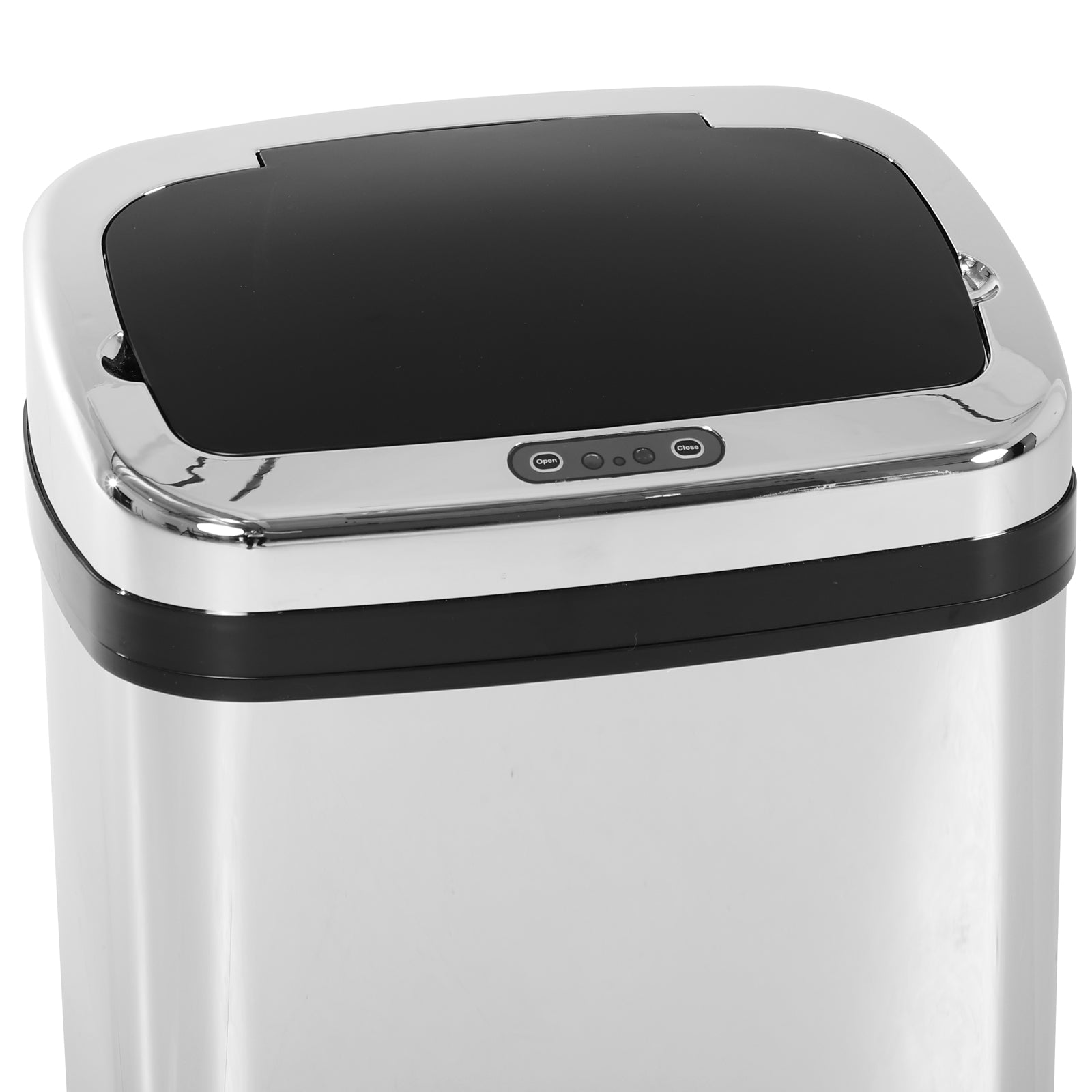 Balde de Lixo Inteligente de Aço Inoxidável 30L - 33x25x58 cm - Preto e Prata