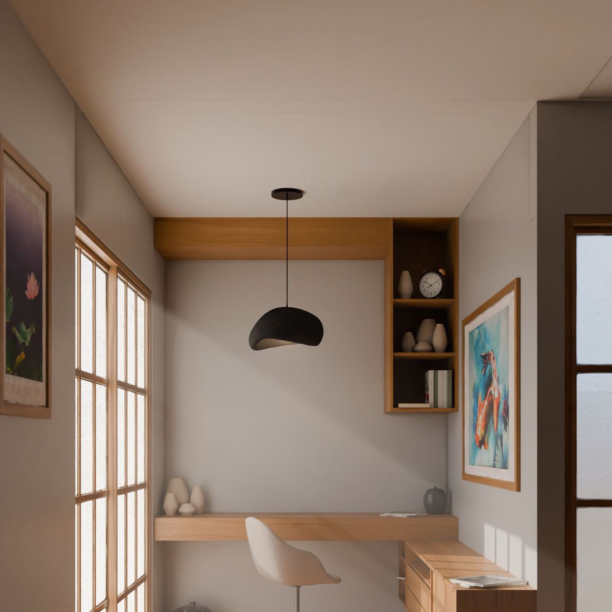 Candeeiro de Teto – 22-120 cm – Preto – Composto Polimérico