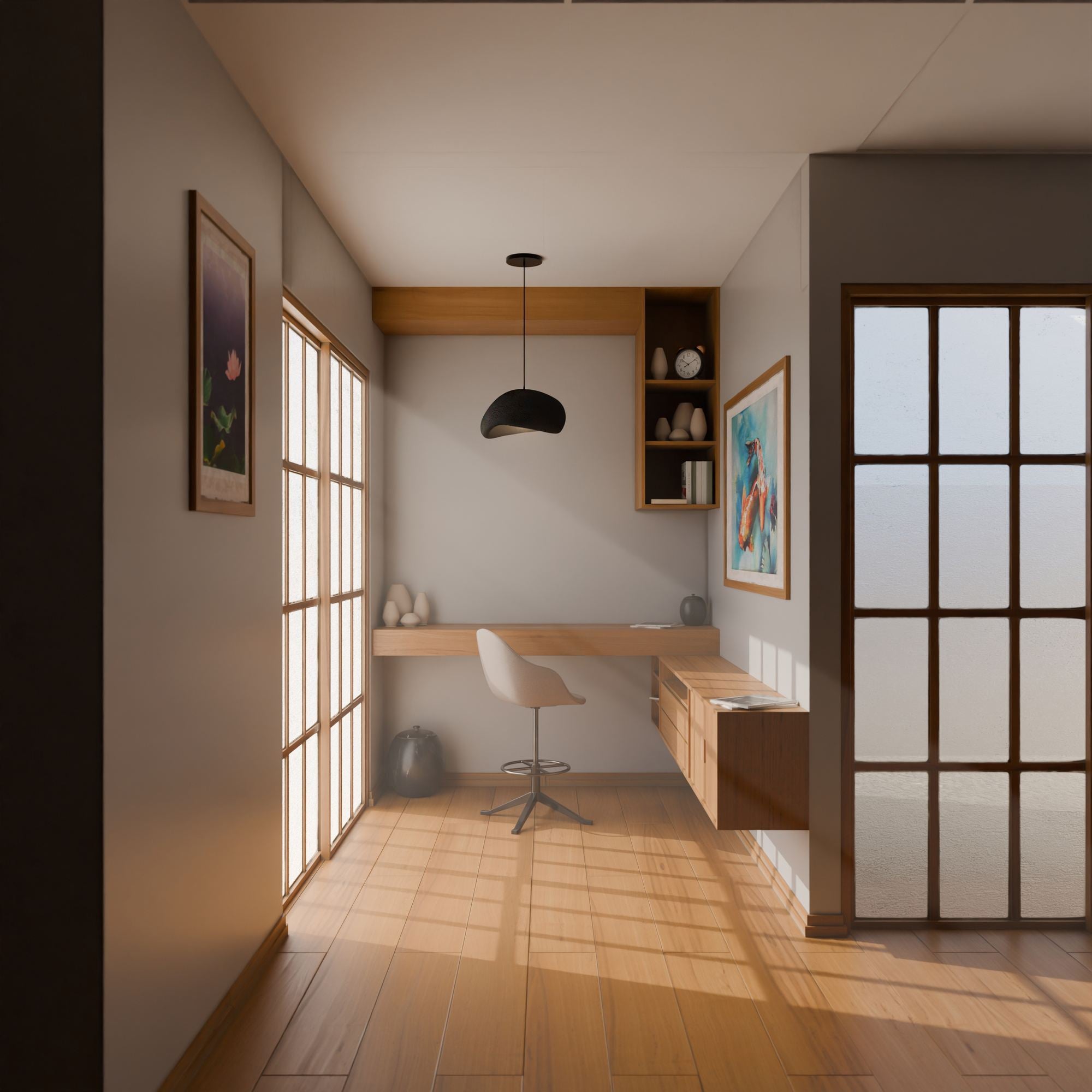 Candeeiro de Teto – 22-120 cm – Preto – Composto Polimérico