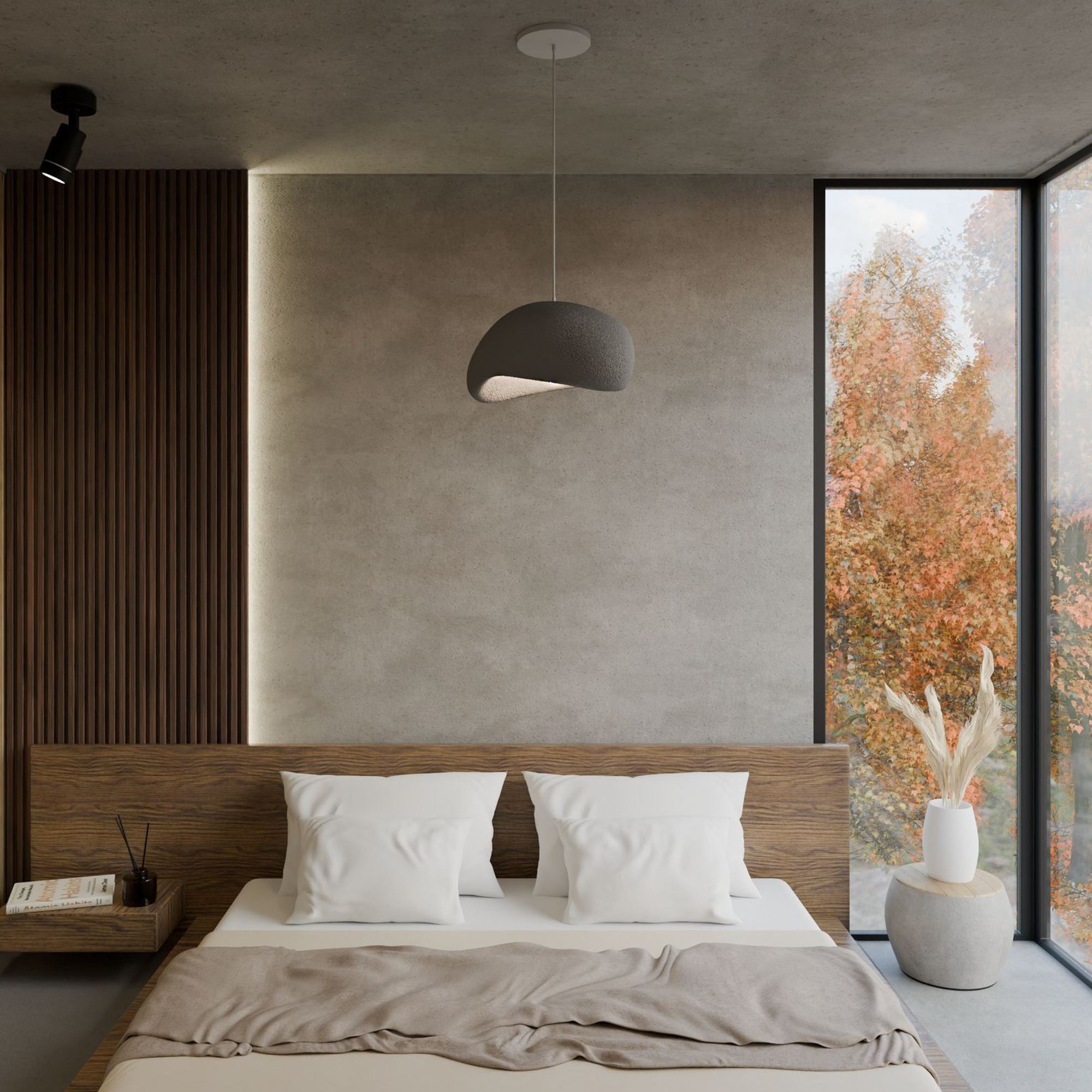 Candeeiro de Teto – 34 x 28 x 19 cm – Cinza Concreto – Composto Polimérico