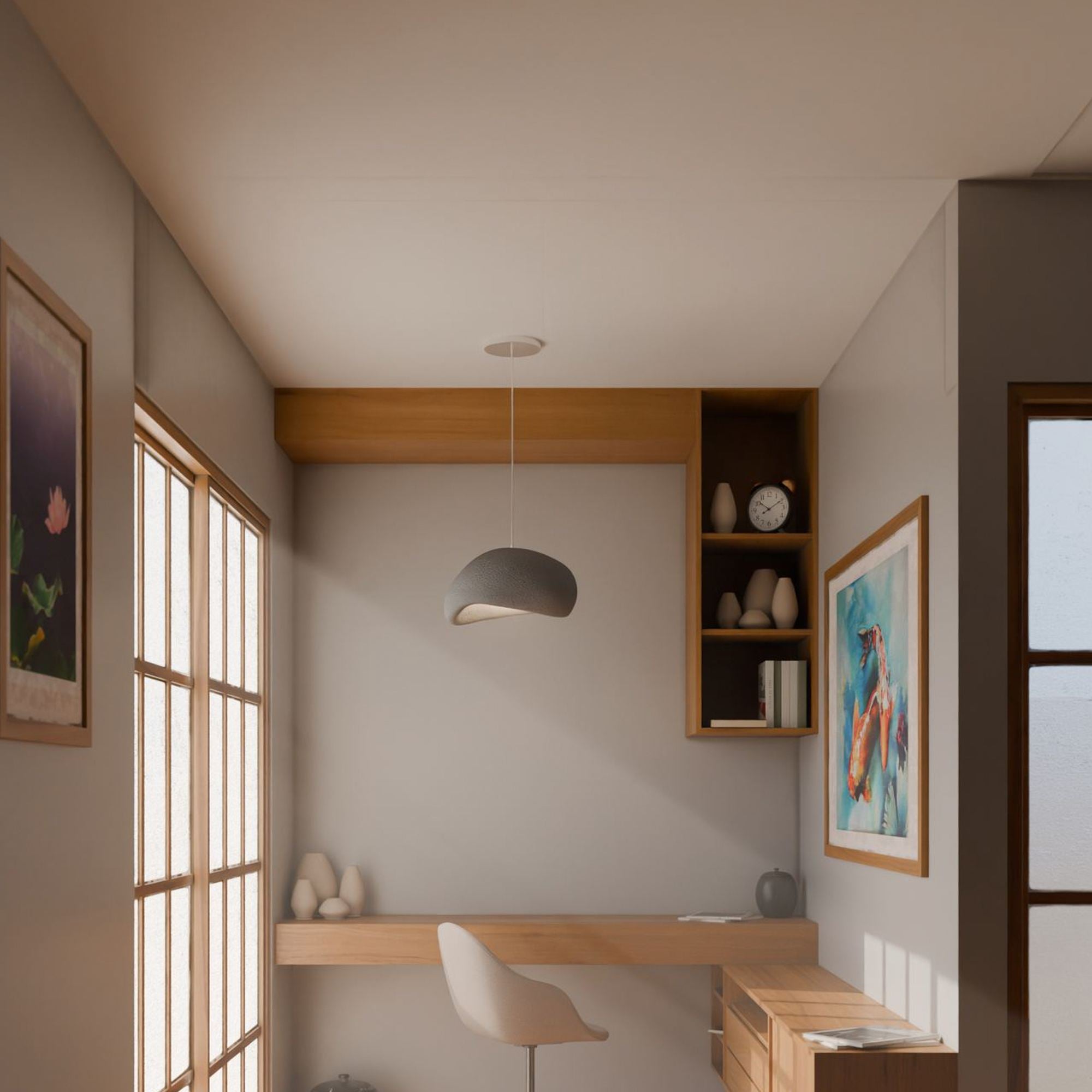 Candeeiro de Teto – 34 x 28 x 19 cm – Cinza Concreto – Composto Polimérico