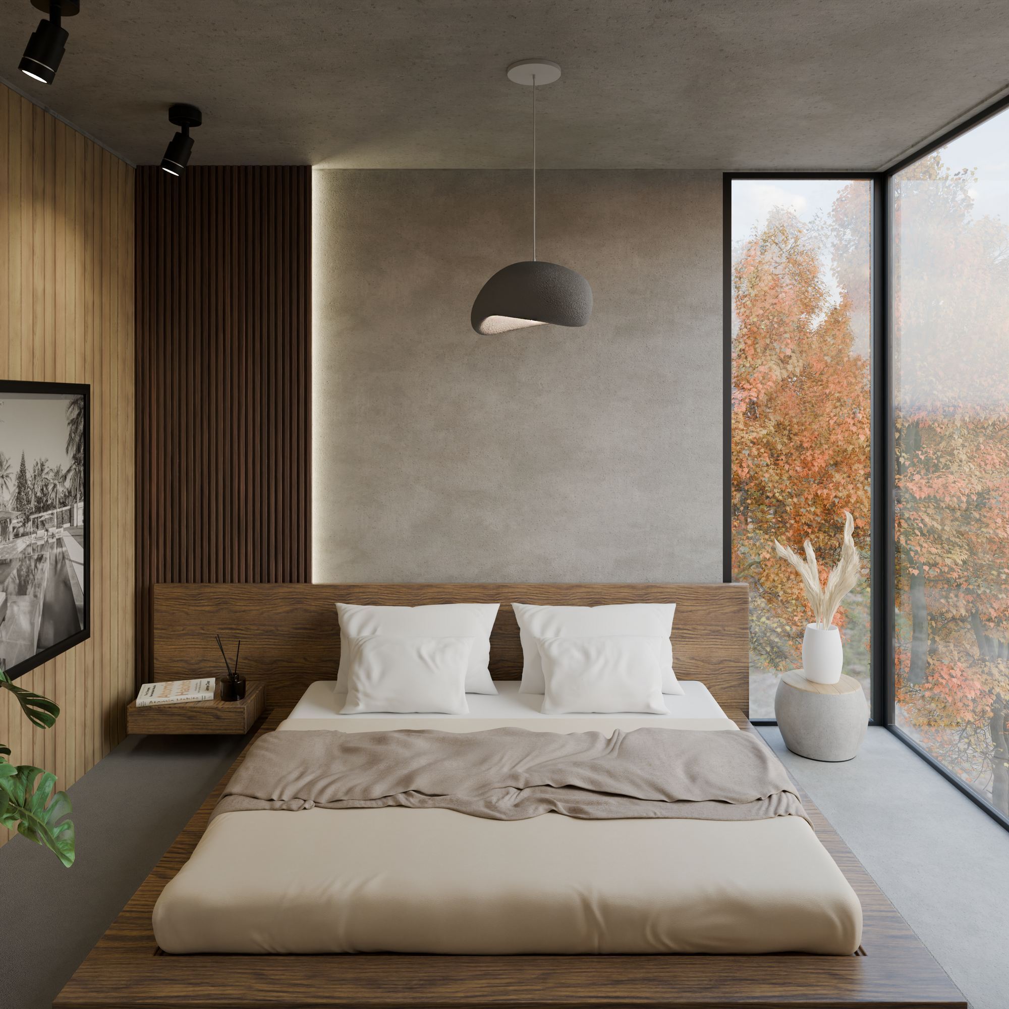 Candeeiro de Teto – 34 x 28 x 19 cm – Cinza Concreto – Composto Polimérico