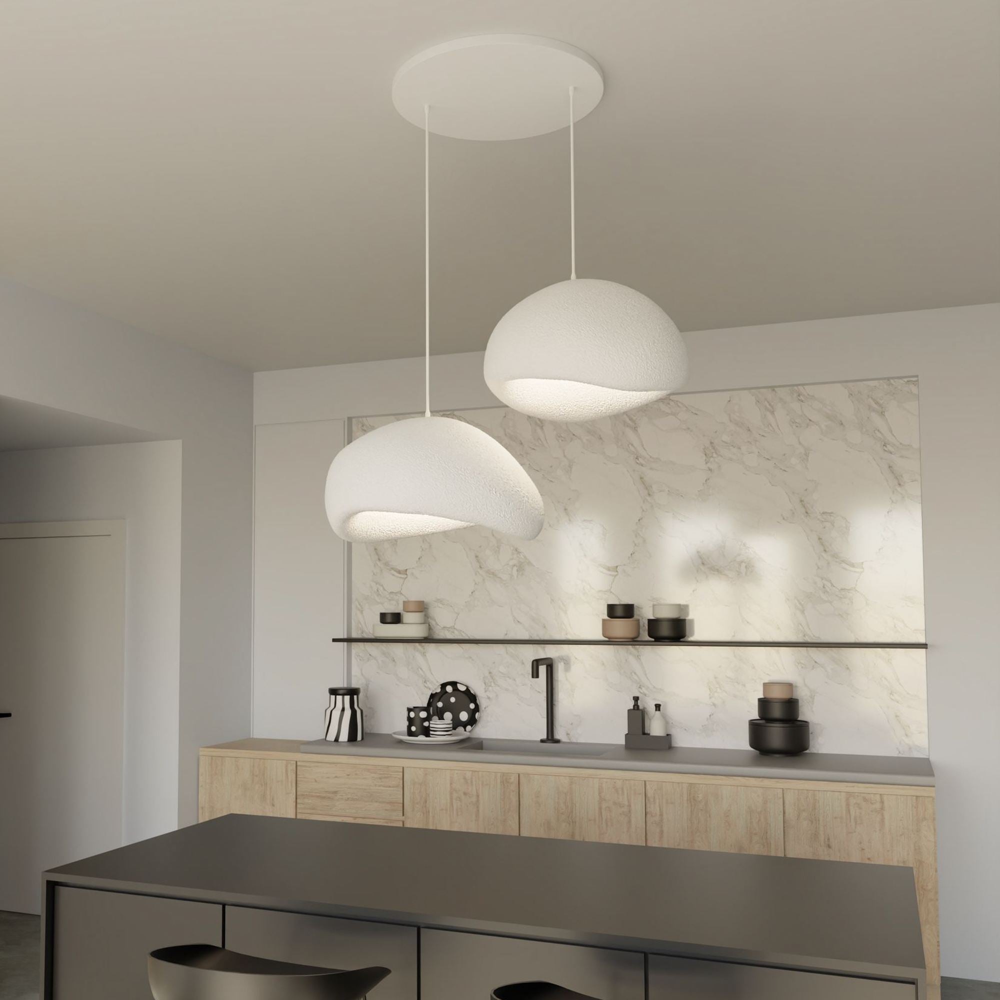 Candeeiro de Teto – 34 x 28 x 19 cm – Branco – Composto Polimérico