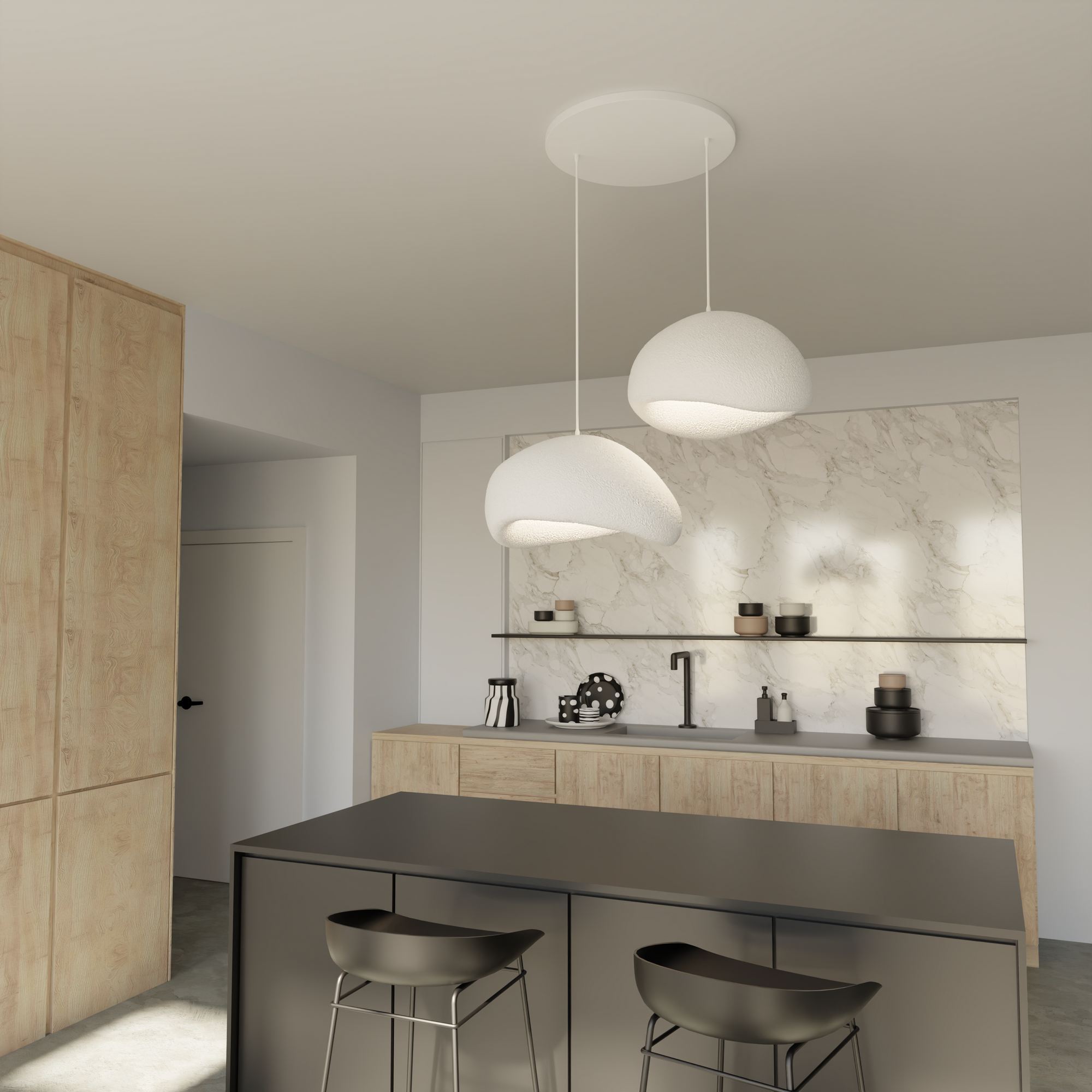 Candeeiro de Teto – 34 x 28 x 19 cm – Branco – Composto Polimérico