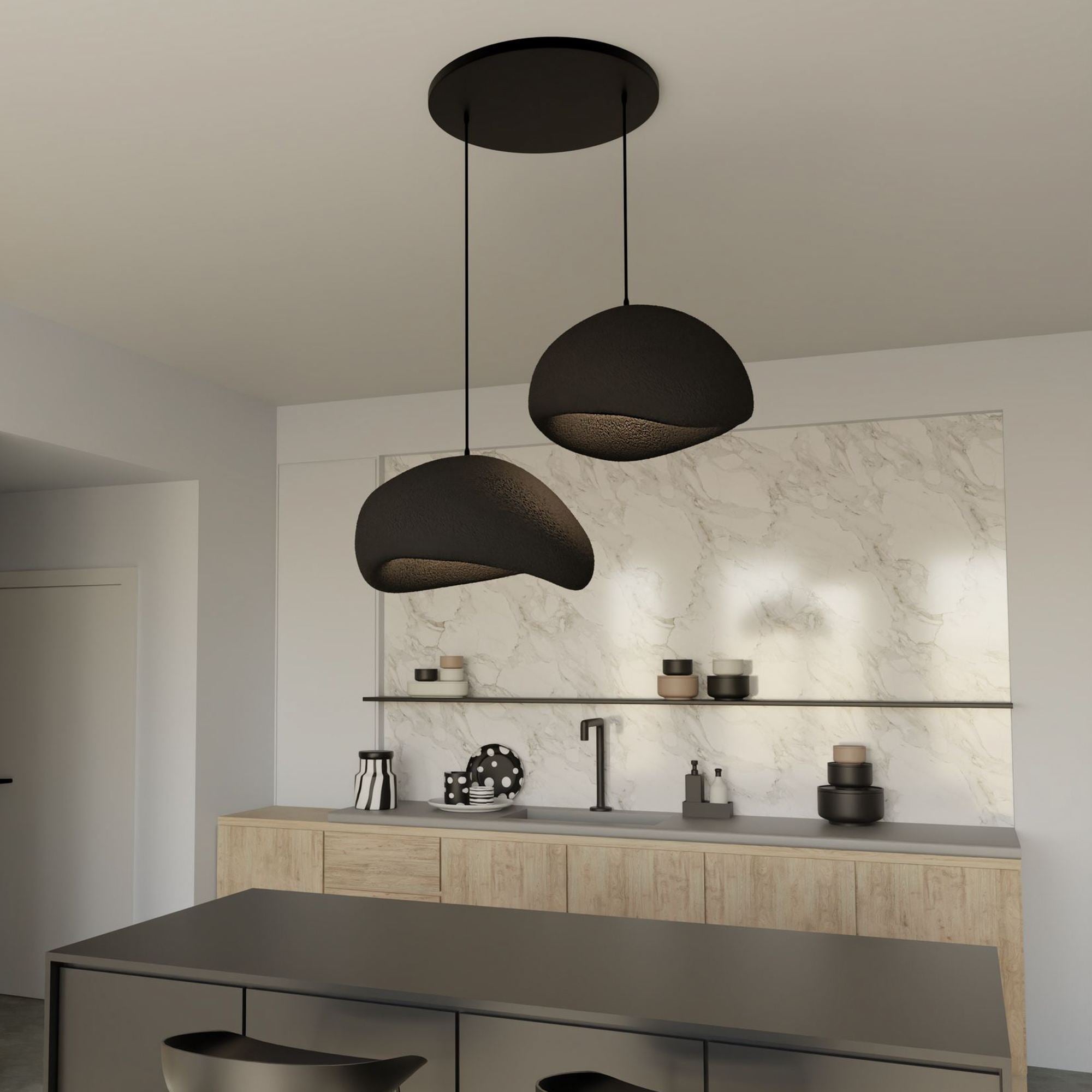 Candeeiro de Teto – 34 x 28 x 19 cm – Preto – Composto Polimérico