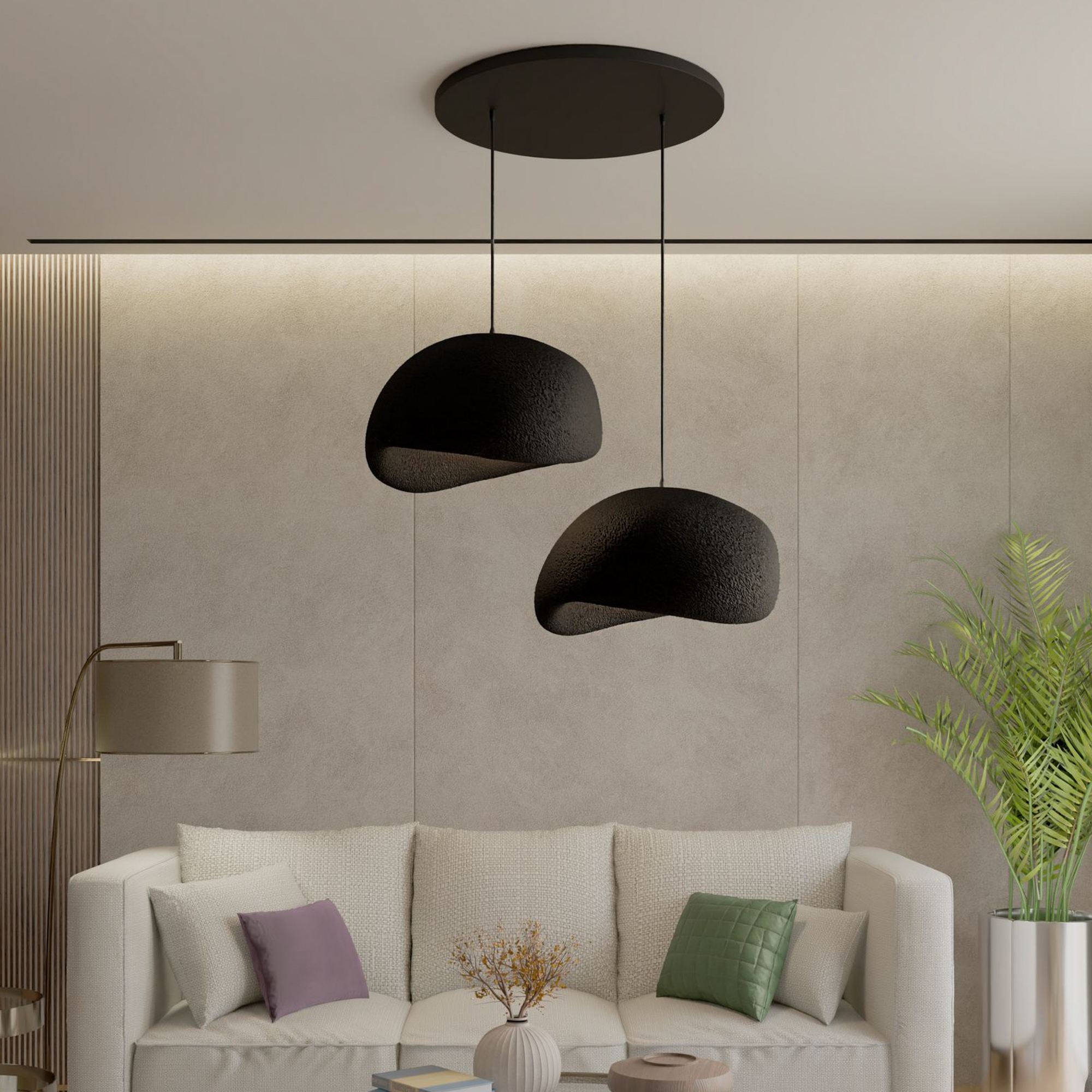 Candeeiro de Teto – 34 x 28 x 19 cm – Preto – Composto Polimérico