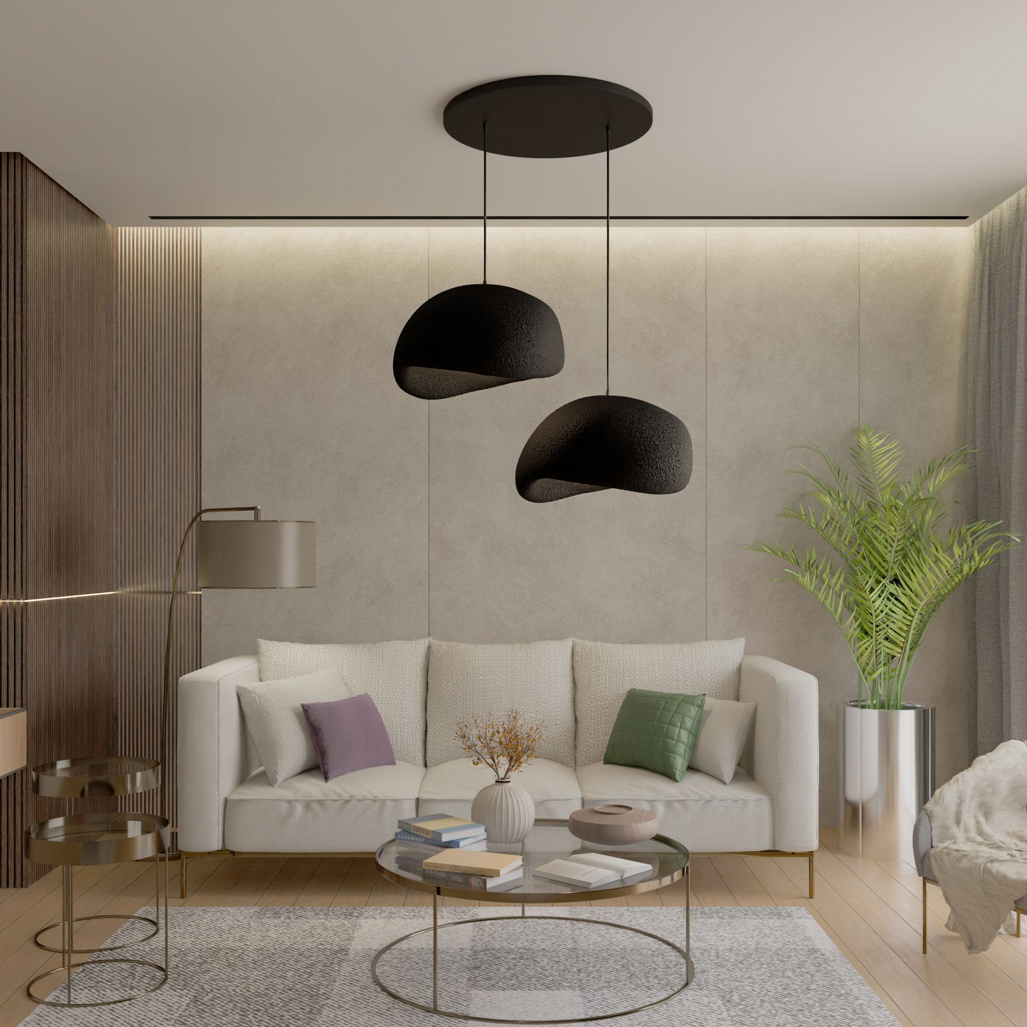 Candeeiro de Teto – 34 x 28 x 19 cm – Preto – Composto Polimérico