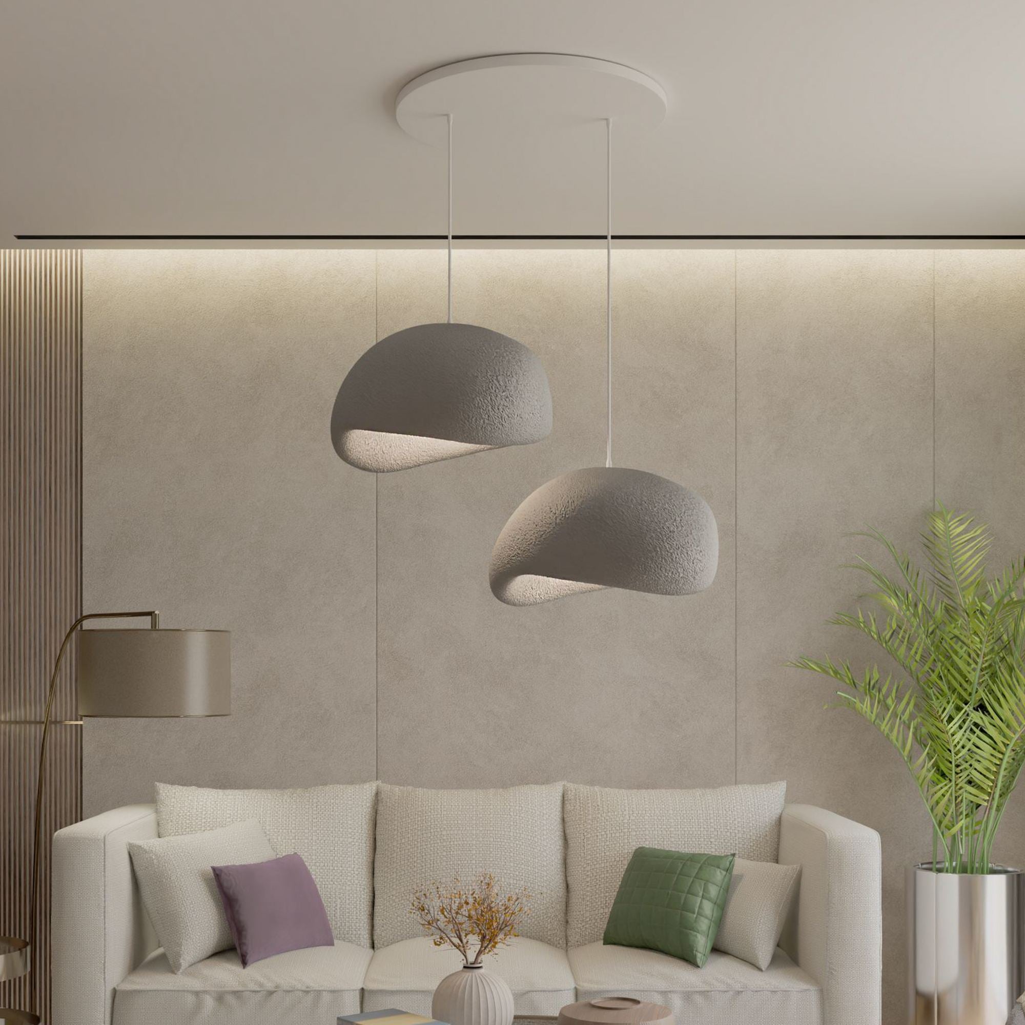 Candeeiro de Teto – 34 x 28 x 19 cm – Cinza Concreto – Composto Polimérico