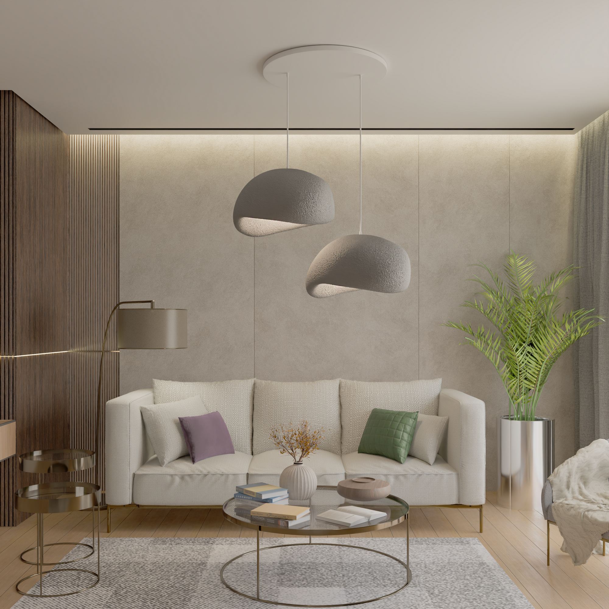 Candeeiro de Teto – 34 x 28 x 19 cm – Cinza Concreto – Composto Polimérico