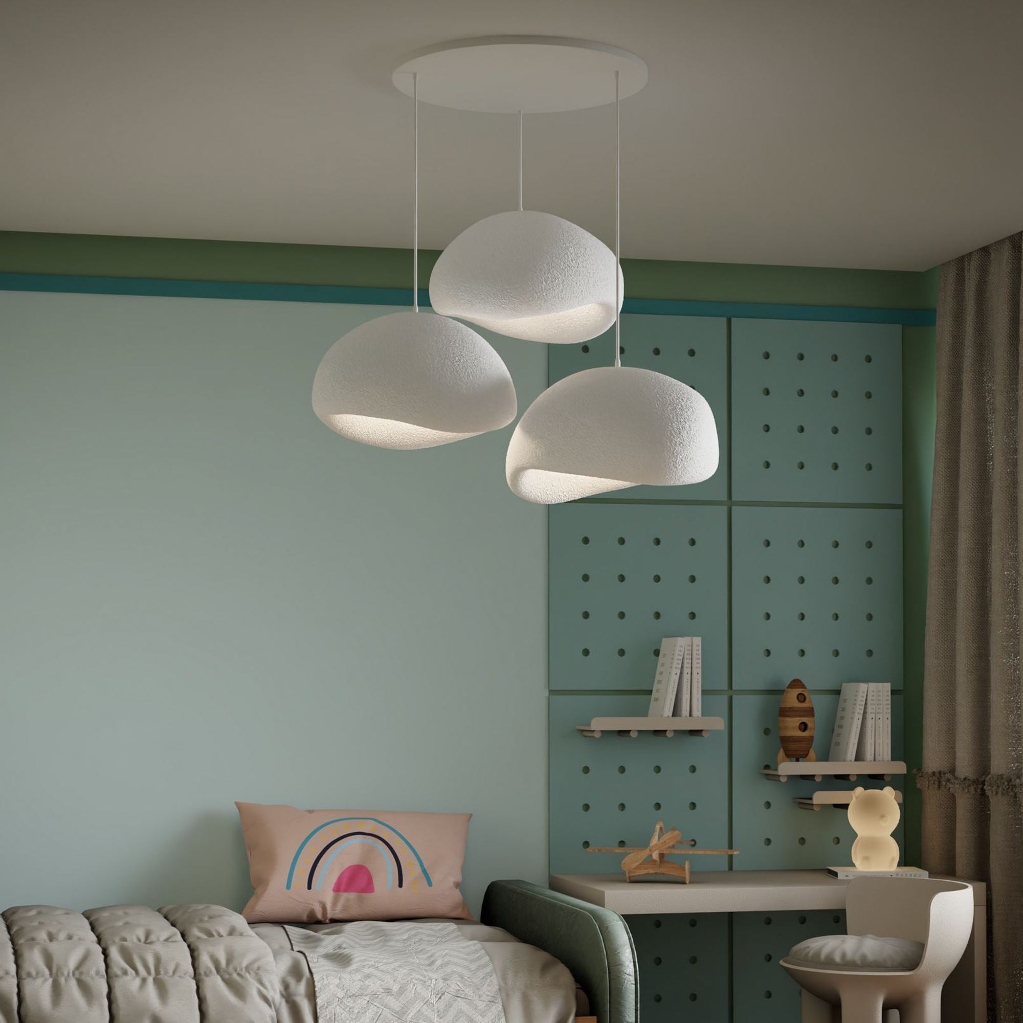 Candeeiro de Teto – 34 x 28 x 19 cm – Branco – Composto Polimérico