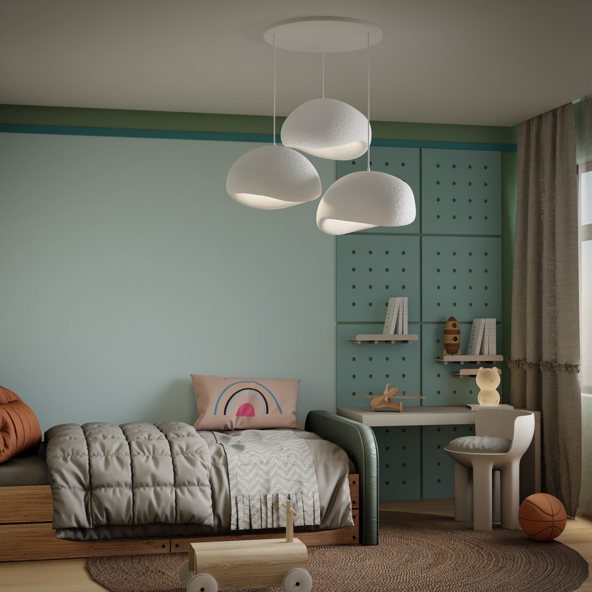 Candeeiro de Teto – 34 x 28 x 19 cm – Branco – Composto Polimérico