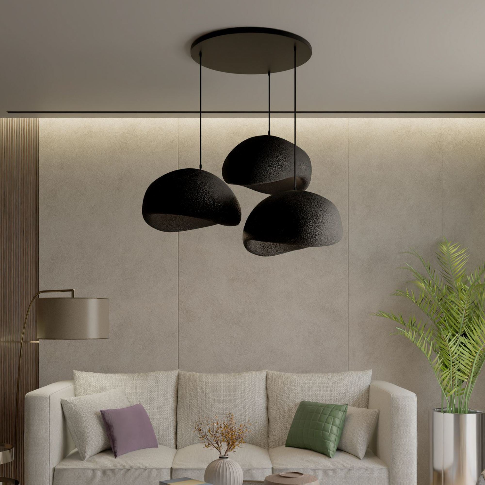 Candeeiro de Teto – 34 x 28 x 19 cm – Preto – Composto Polimérico