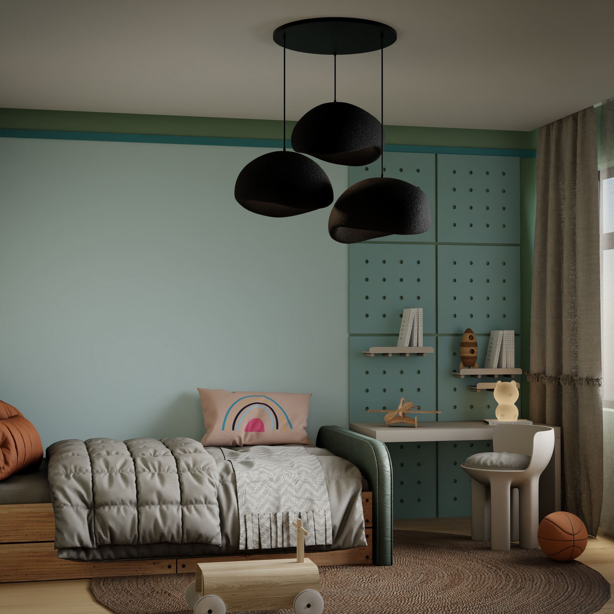 Candeeiro de Teto – 34 x 28 x 19 cm – Preto – Composto Polimérico