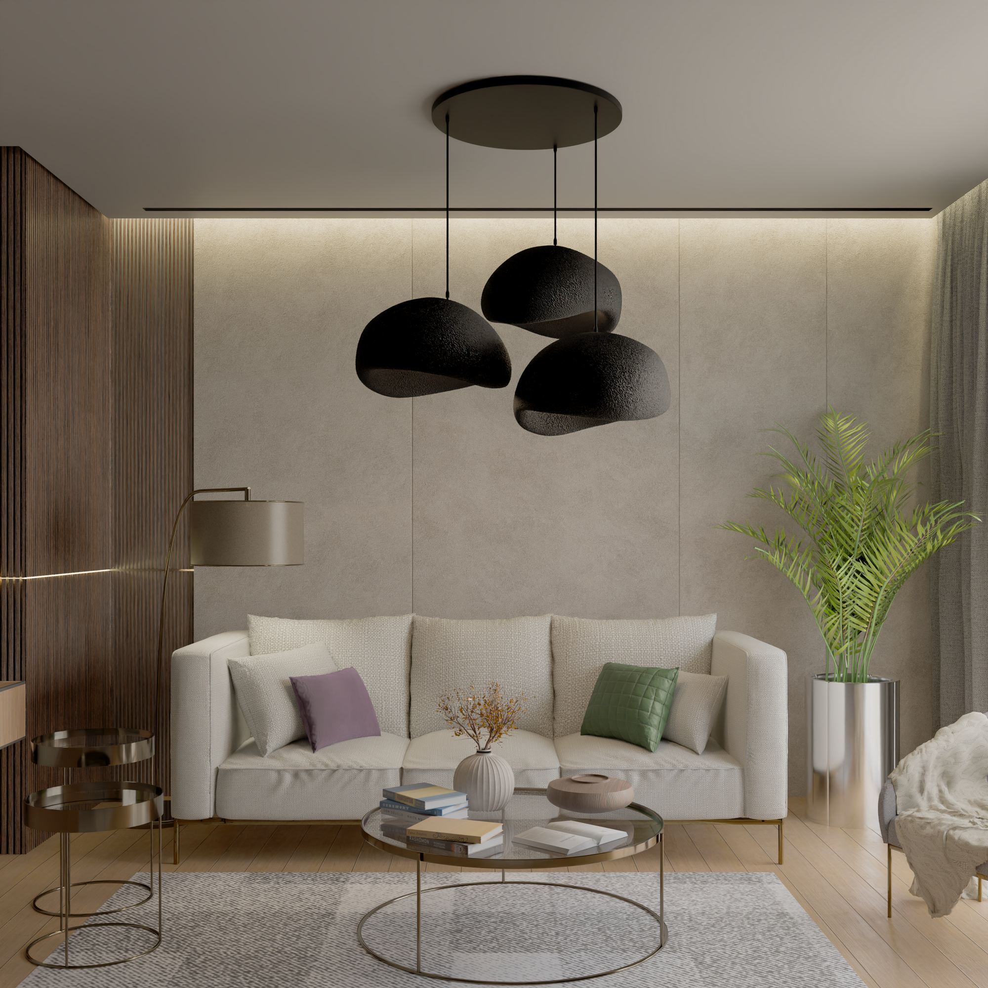 Candeeiro de Teto – 34 x 28 x 19 cm – Preto – Composto Polimérico