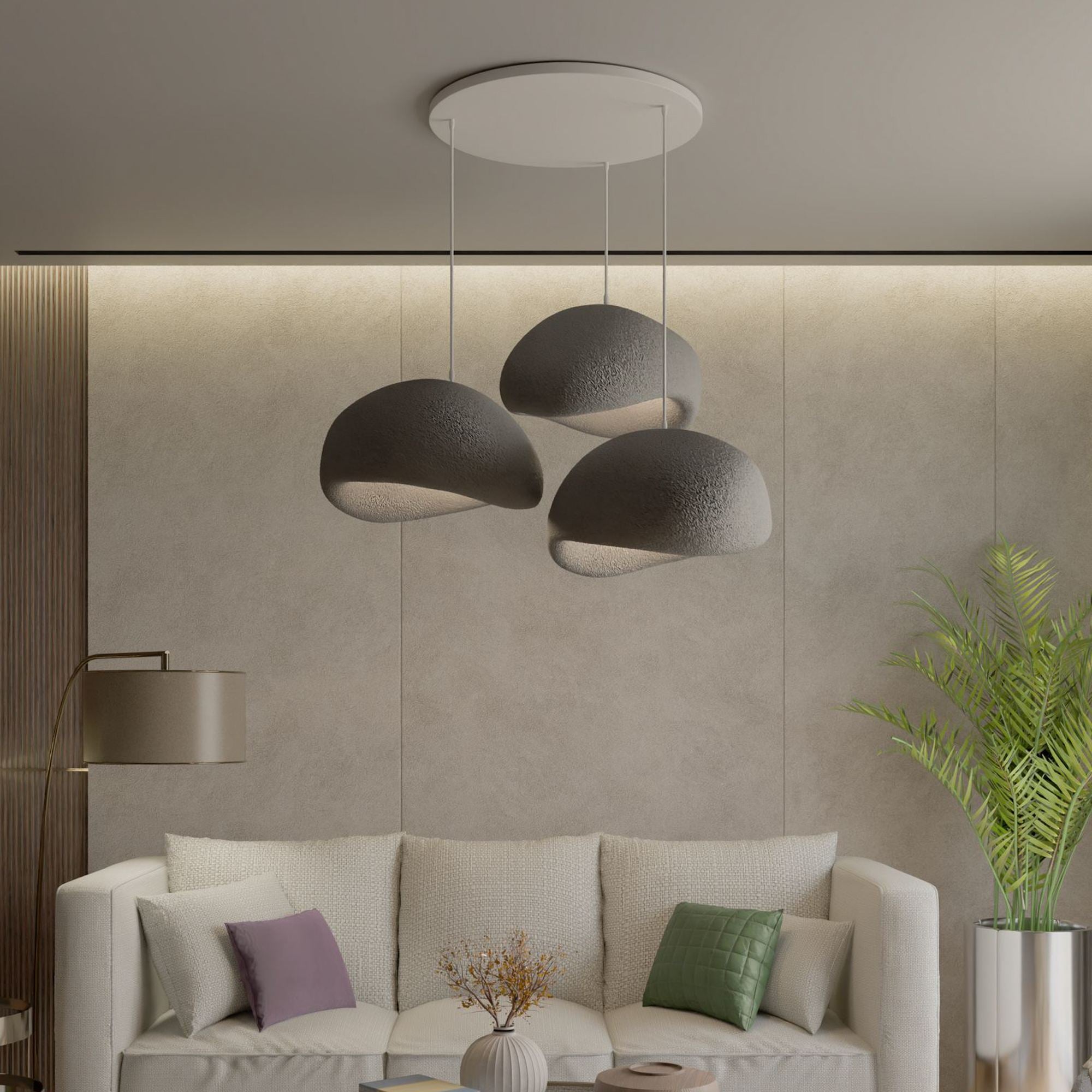 Candeeiro de Teto – 22-120 cm – Cinza Concreto – Composto Polimérico