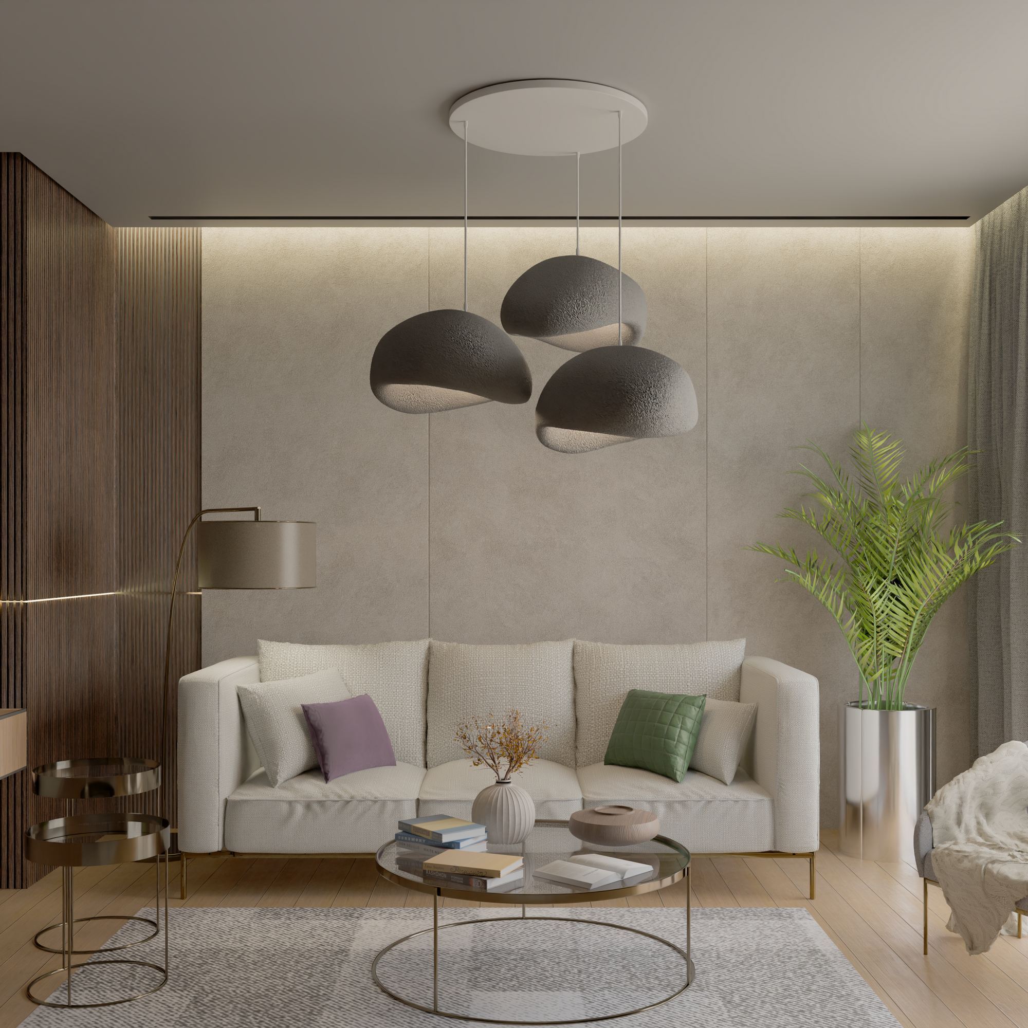 Candeeiro de Teto – 22-120 cm – Cinza Concreto – Composto Polimérico