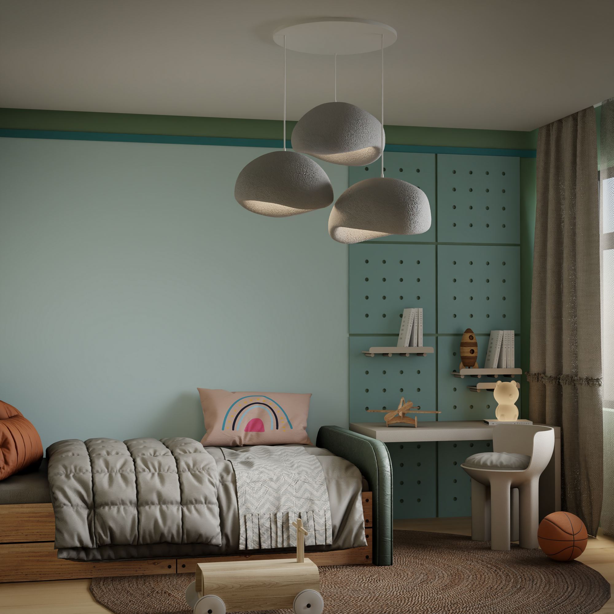 Candeeiro de Teto – 22-120 cm – Cinza Concreto – Composto Polimérico