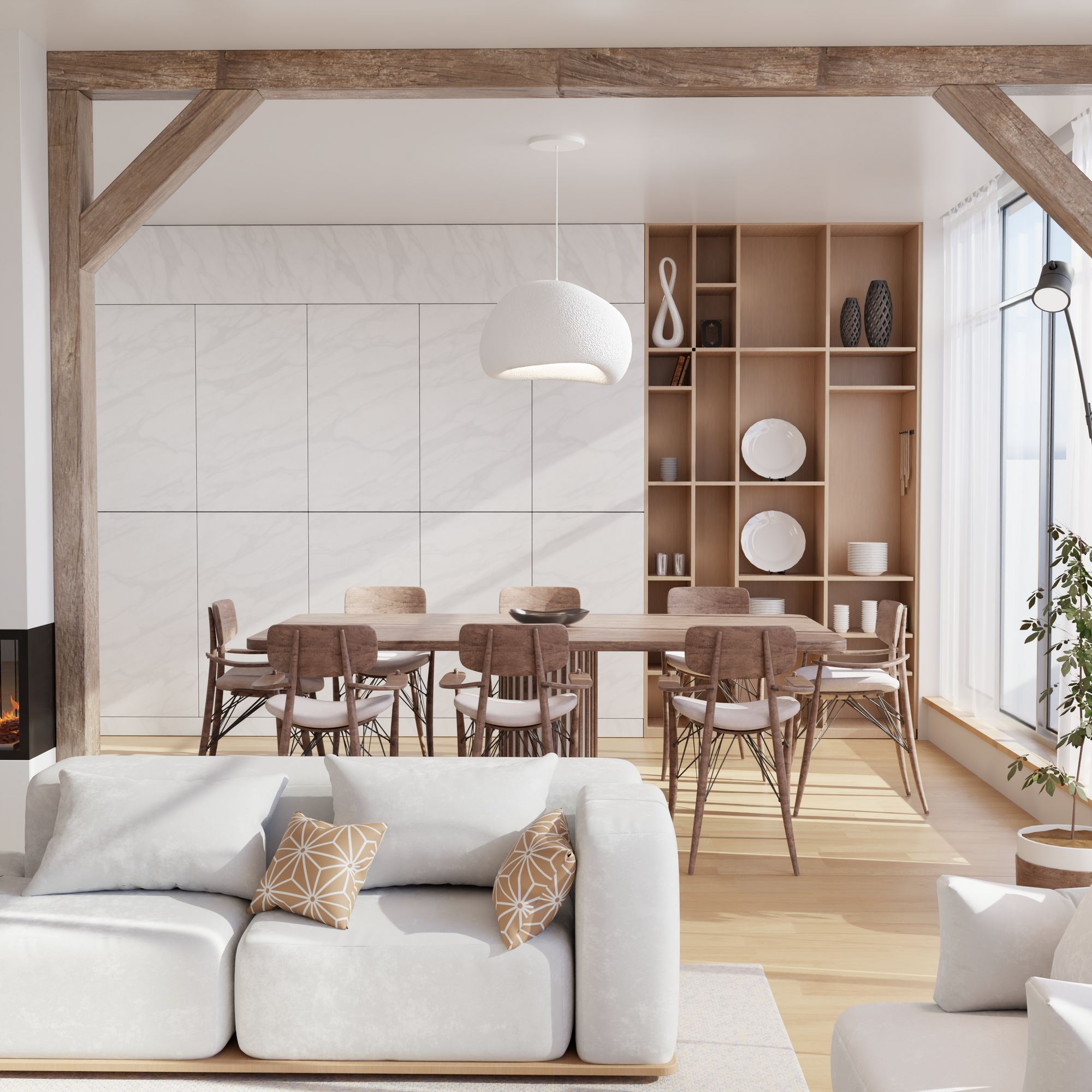 Candeeiro de Teto – 42 x 38 x 28 cm – Branco – Composto Polimérico