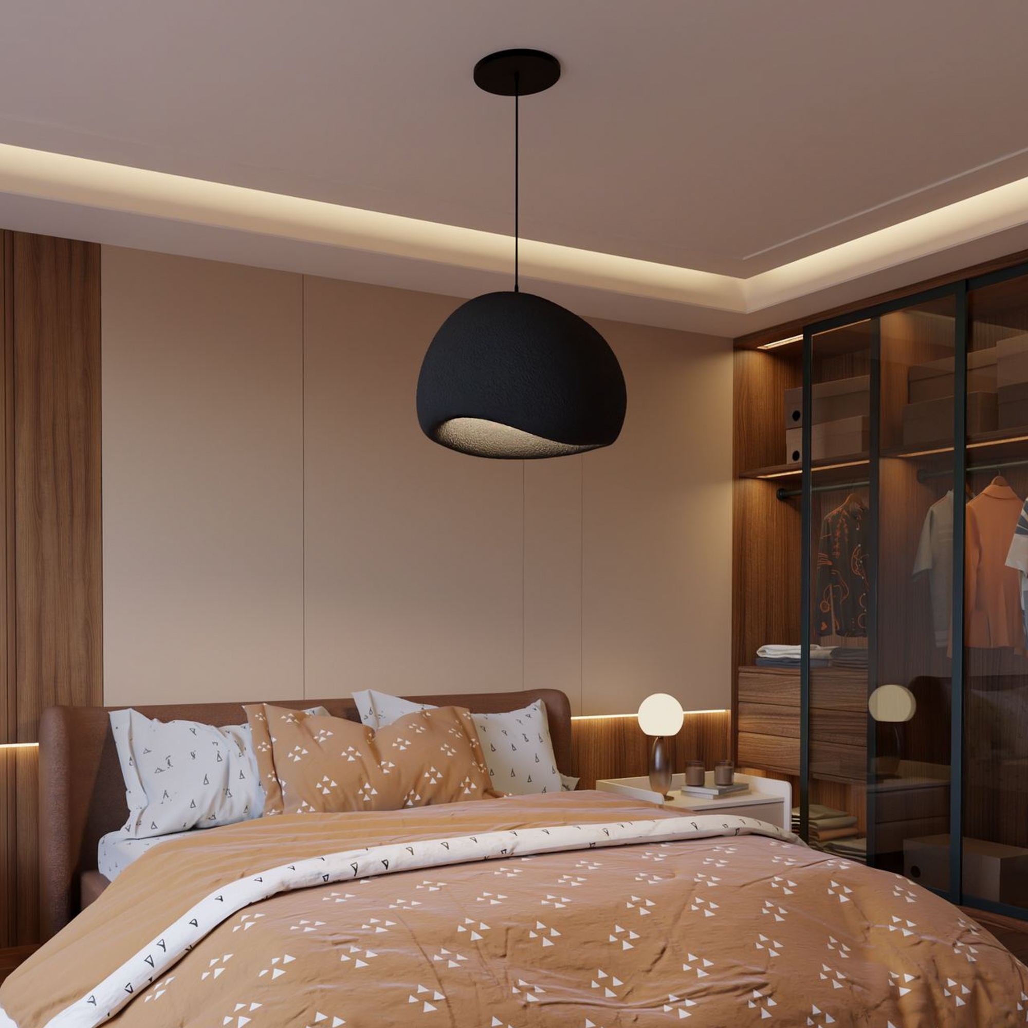 Candeeiro de Teto – 31-120 cm – Preto – Composto Polimérico