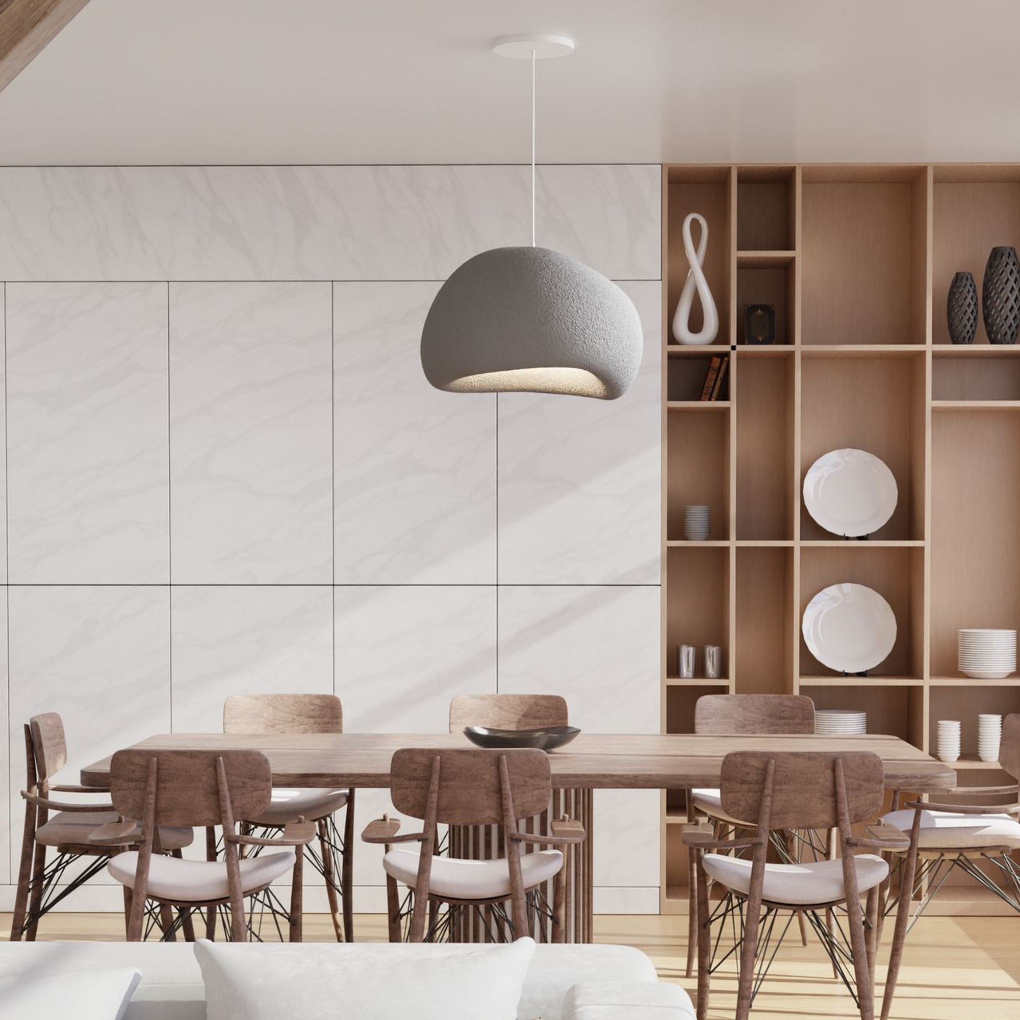 Candeeiro de Teto – 42 x 38 x 28 cm – Cinza Concreto – Composto Polimérico