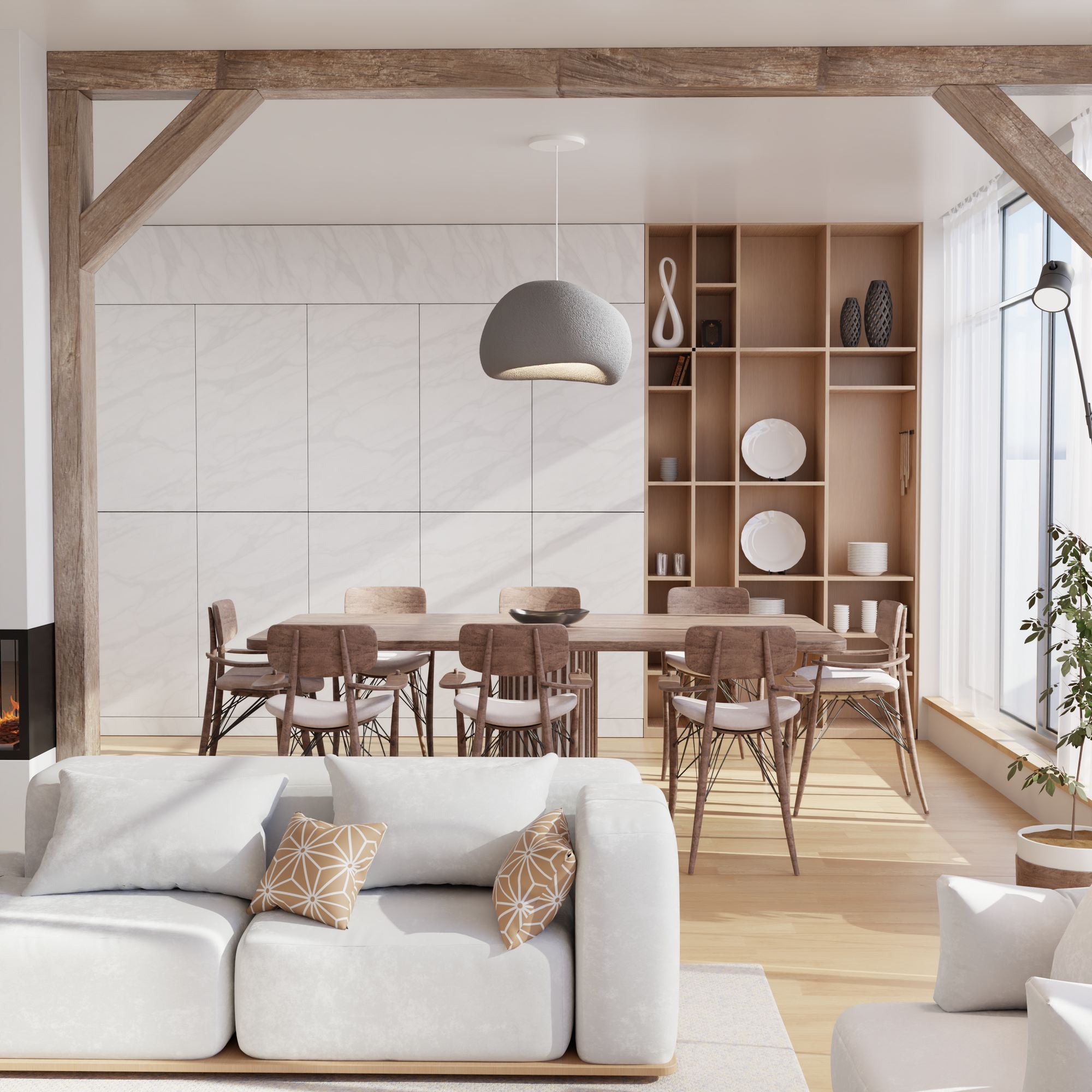 Candeeiro de Teto – 42 x 38 x 28 cm – Cinza Concreto – Composto Polimérico