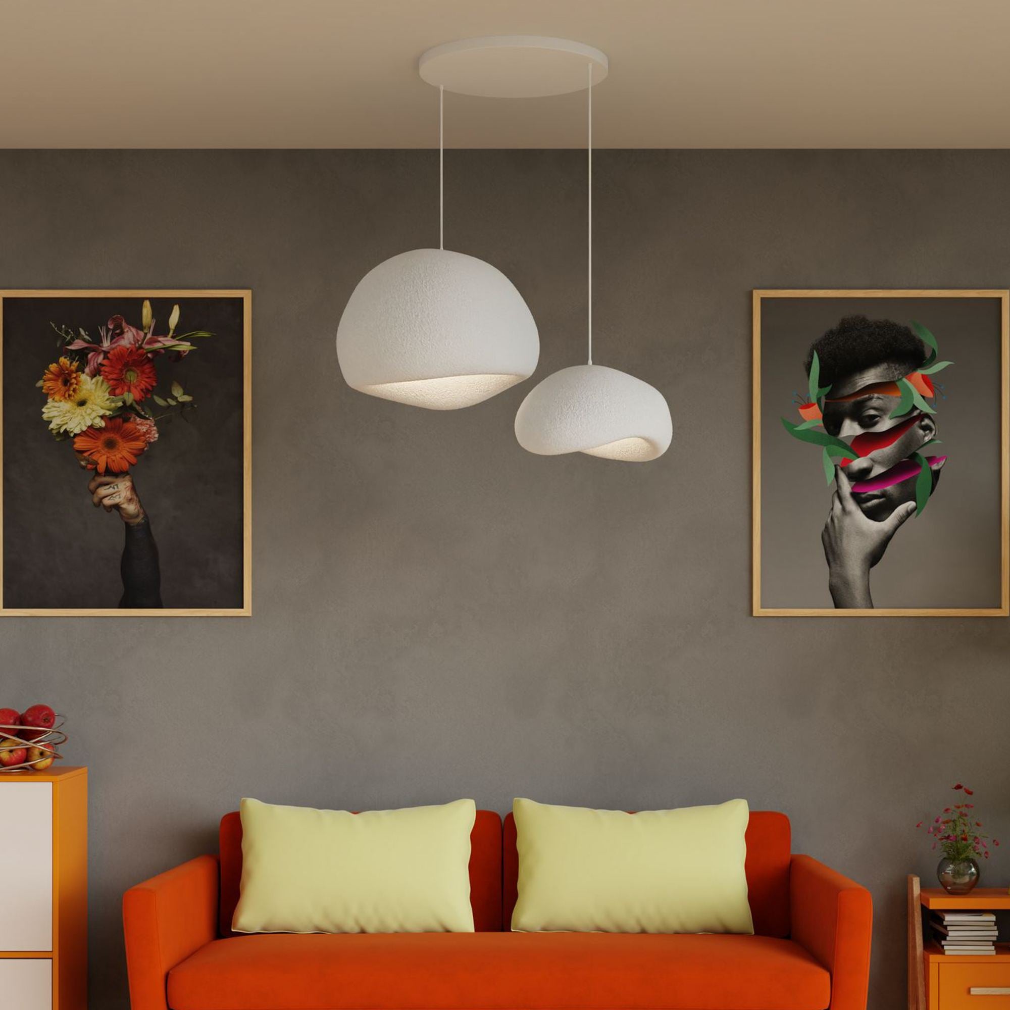 Candeeiro de Teto – 42 x 38 x 28 cm – Branco – Composto Polimérico