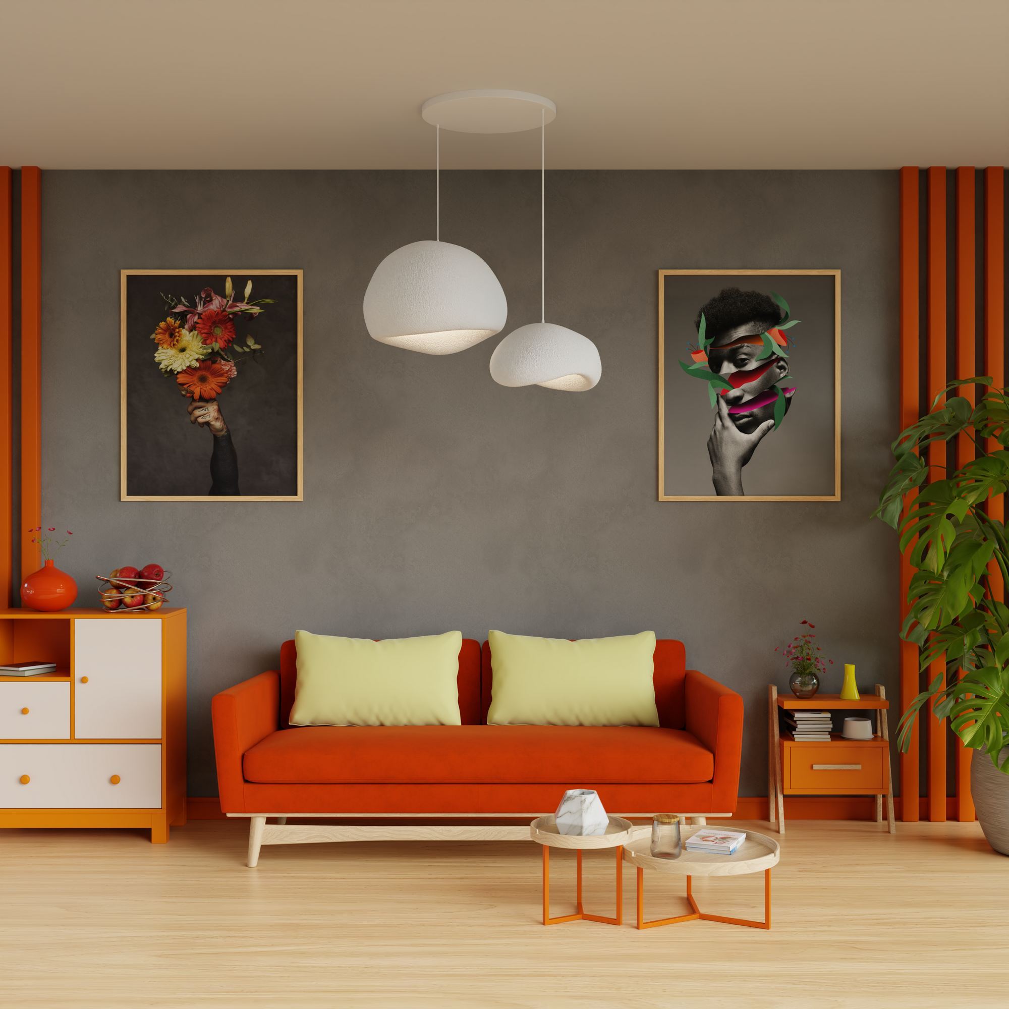 Candeeiro de Teto – 42 x 38 x 28 cm – Branco – Composto Polimérico