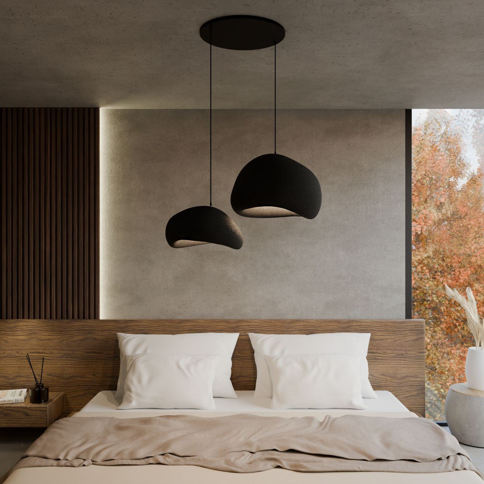 Candeeiro de Teto – 42 x 38 x 28 cm – Preto – Composto Polimérico