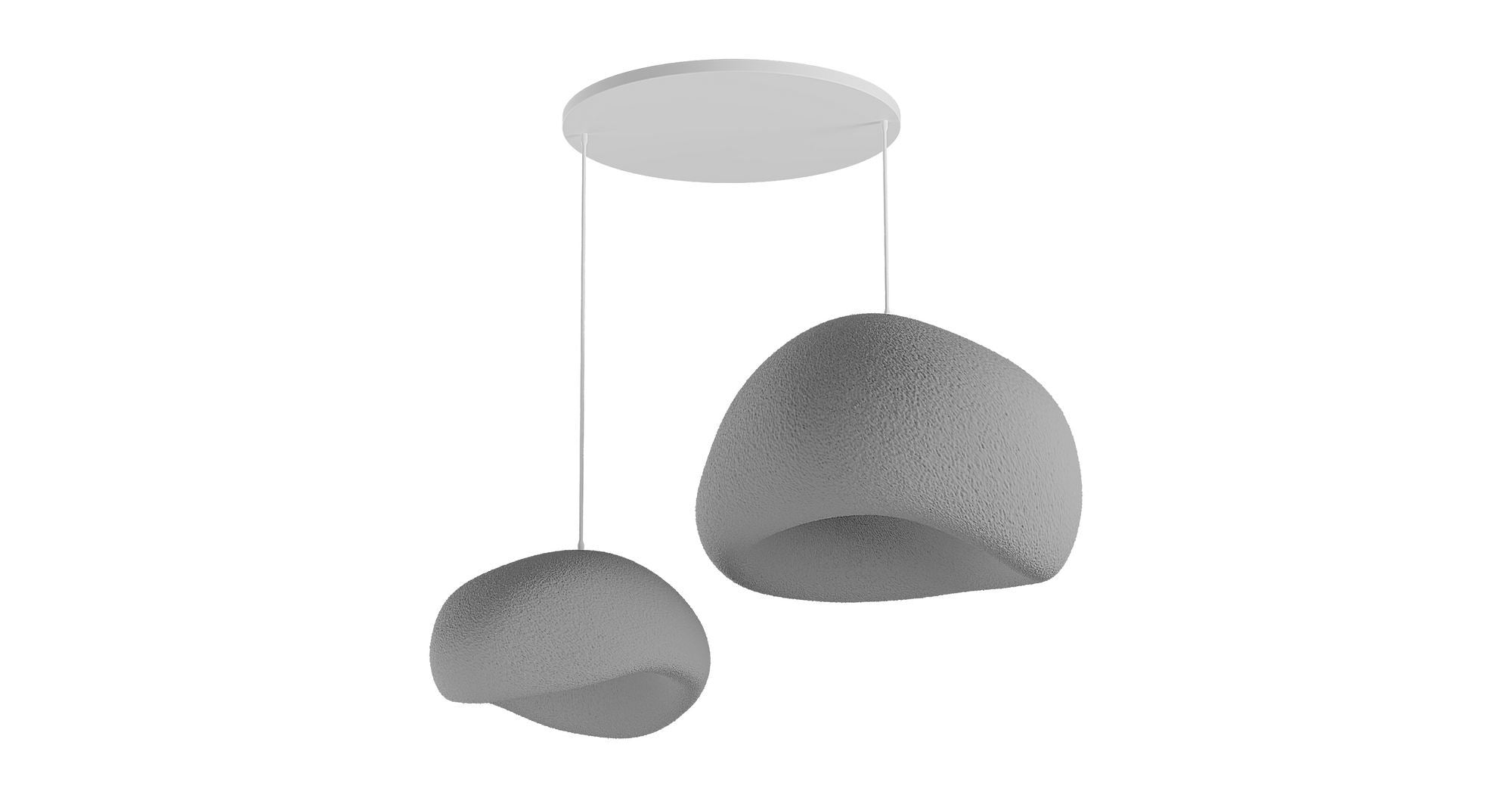 Candeeiro de Teto – 42 x 38 x 28 cm, 34 x 28 x 19 cm – Cinza Concreto – Composto Polimérico