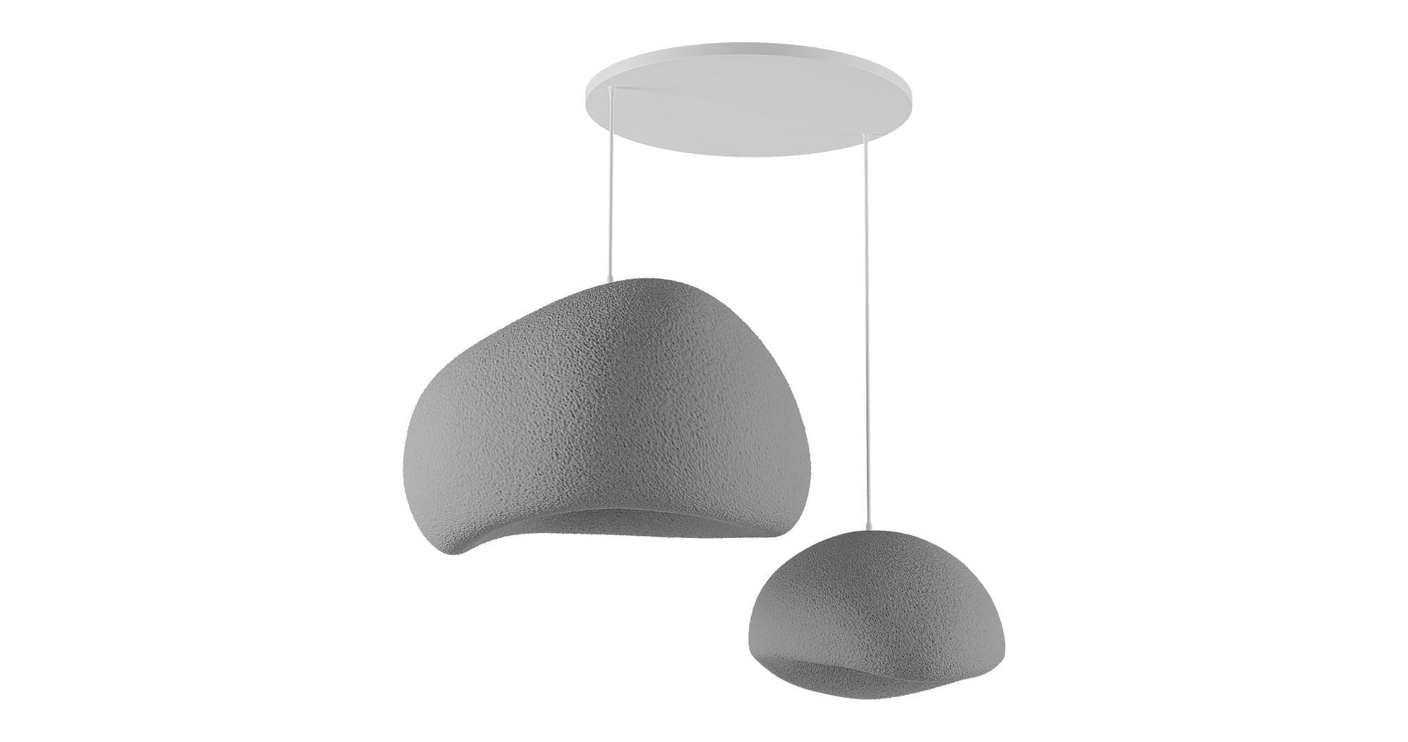Candeeiro de Teto – 42 x 38 x 28 cm, 34 x 28 x 19 cm – Cinza Concreto – Composto Polimérico