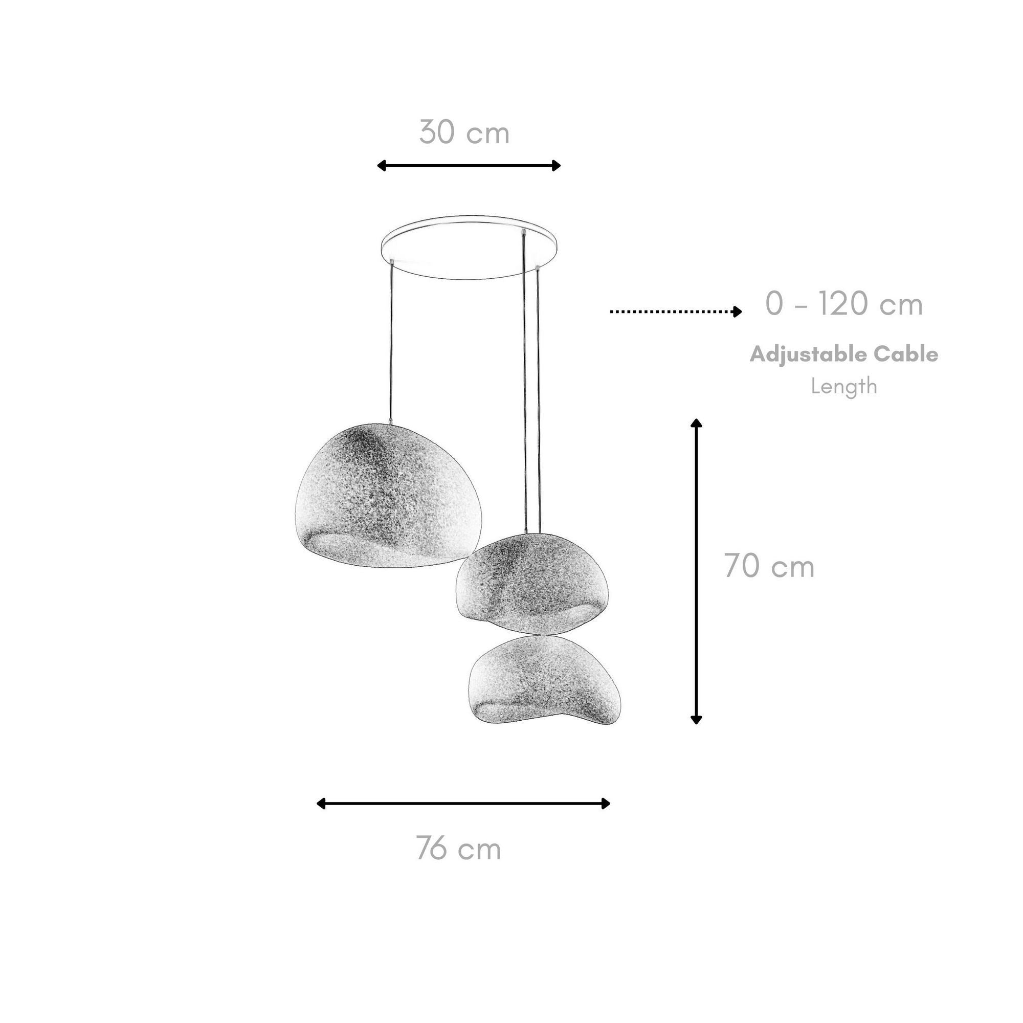 Candeeiro de Teto – 31-120 cm – Cinza Concreto – Composto Polimérico