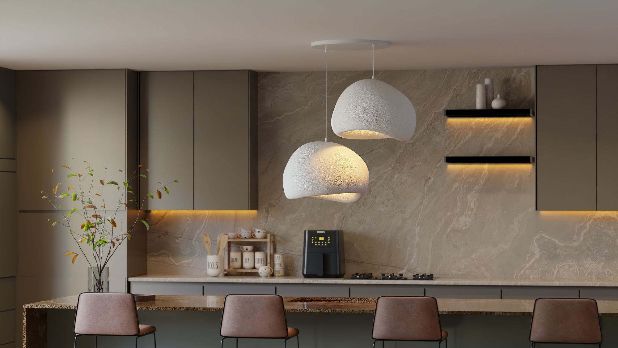 Candeeiro de Teto – 31-120 cm – Branco – Composto Polimérico