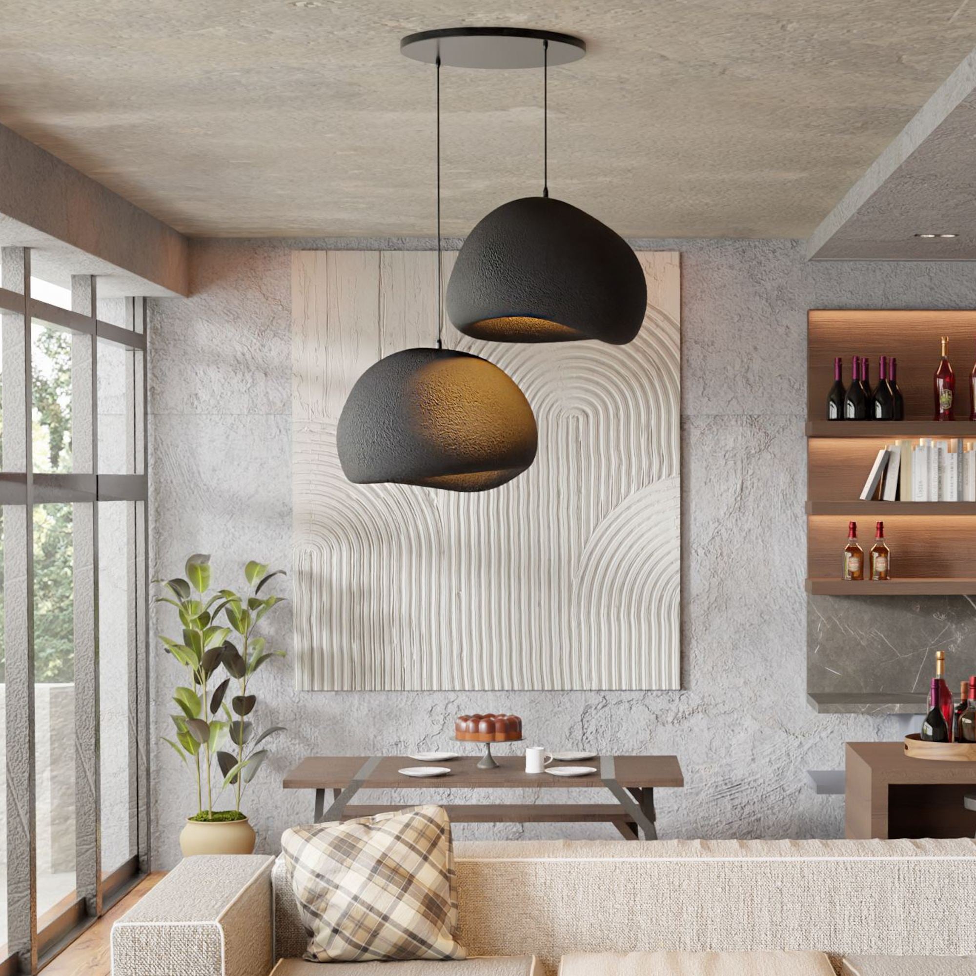 Candeeiro de Teto – 31-120 cm – Preto – Composto Polimérico