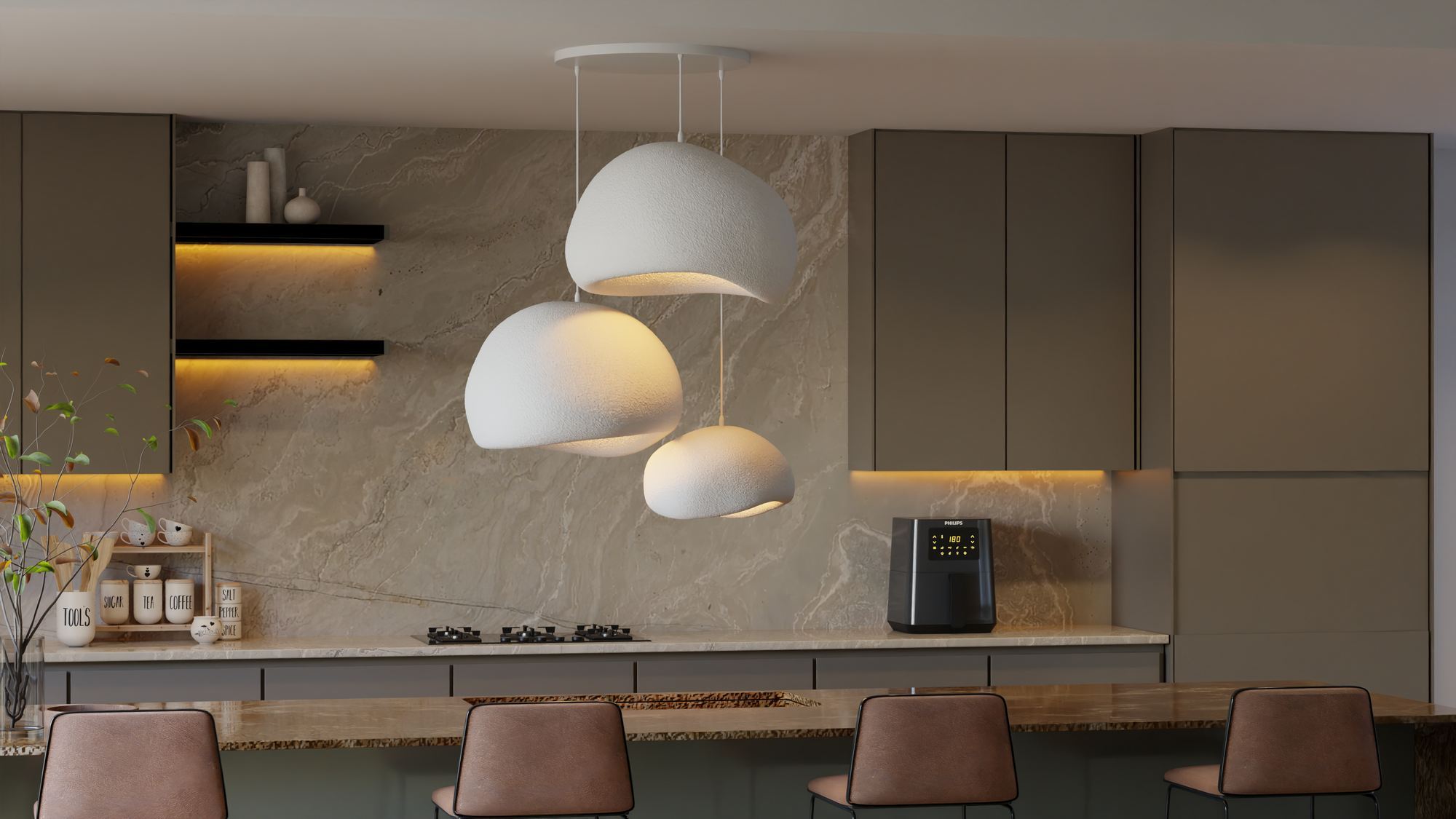 Candeeiro de Teto – 31-120 cm – Branco – Composto Polimérico