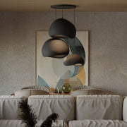 Candeeiro de Teto – 34 x 28 x 19 cm, 42 x 38 x 28 cm – Preto – Composto Polimérico