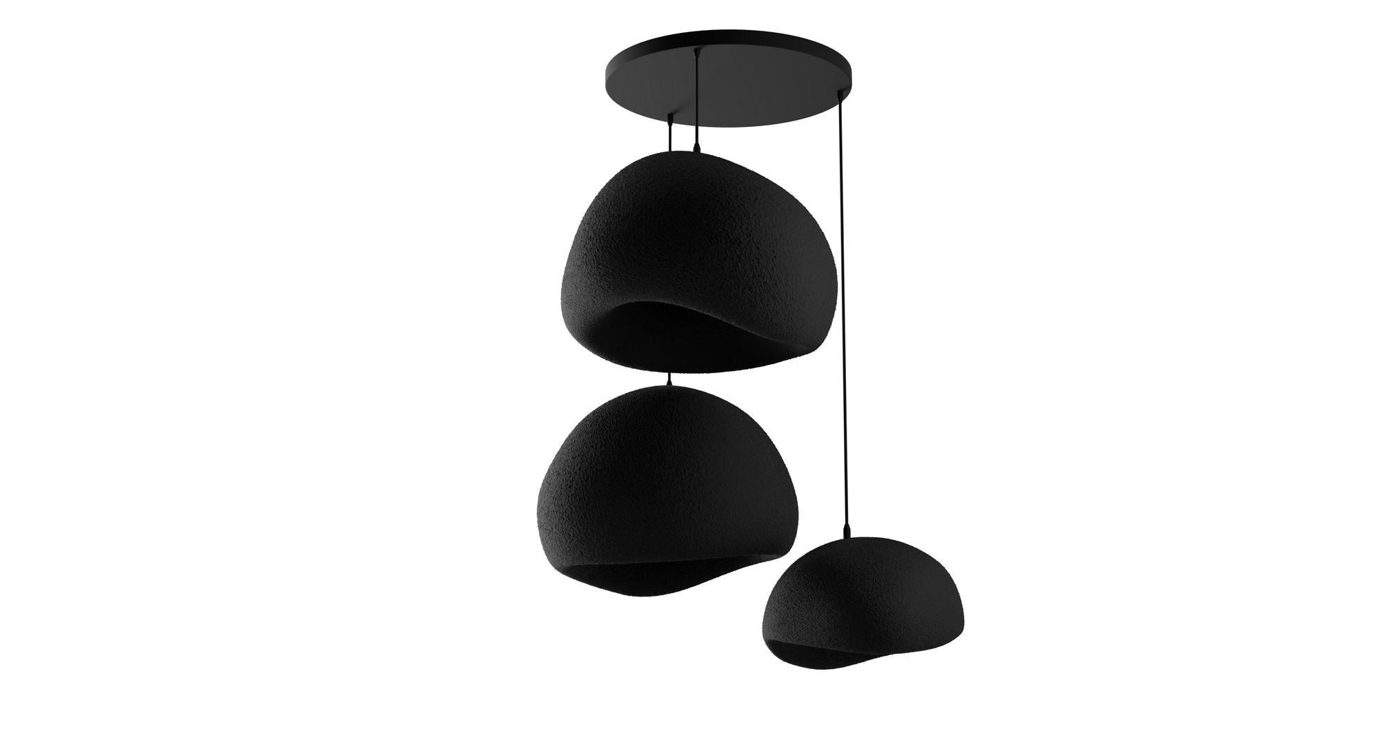 Candeeiro de Teto – 34 x 28 x 19 cm, 42 x 38 x 28 cm – Preto – Composto Polimérico