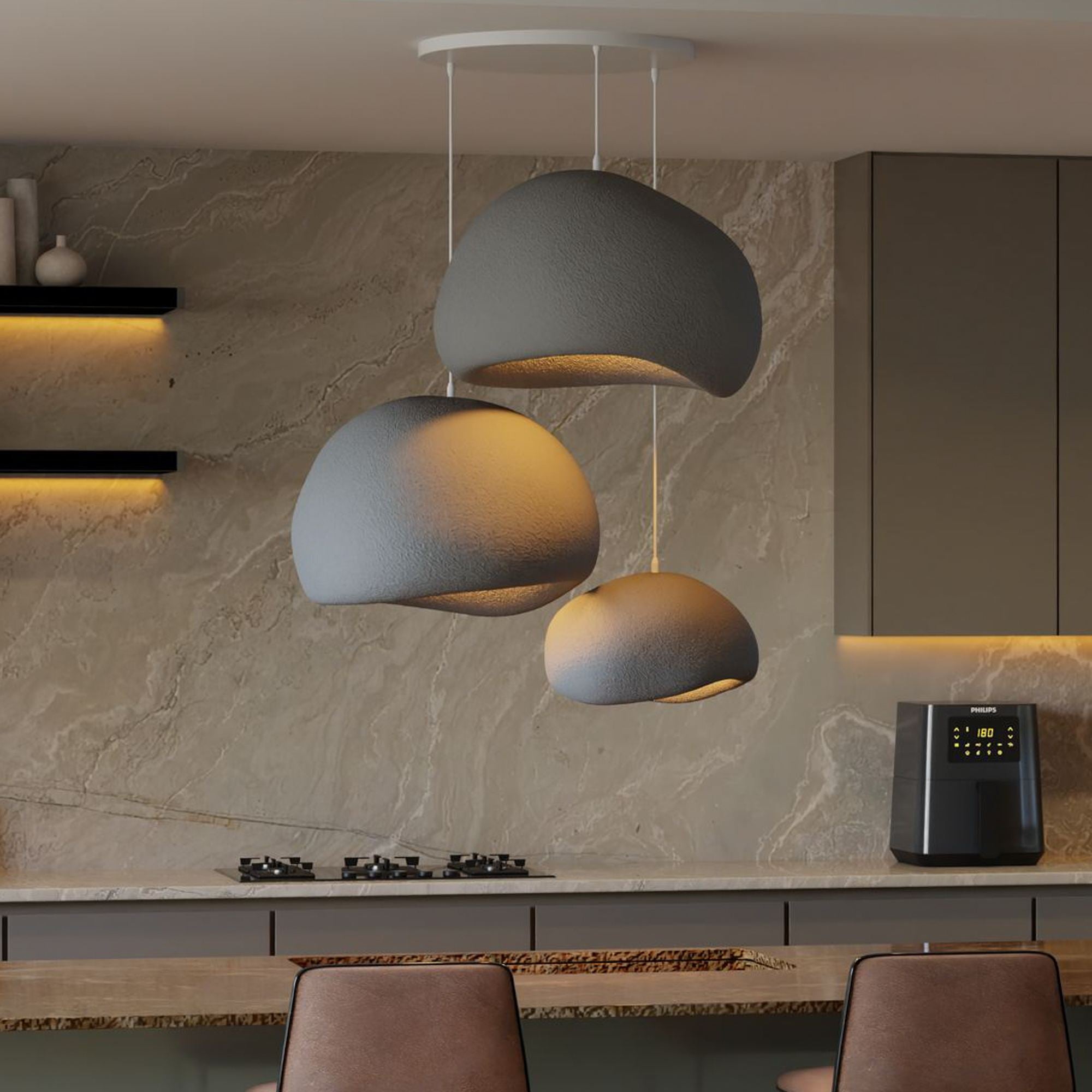 Candeeiro de Teto – 31-120 cm – Cinza Concreto – Composto Polimérico