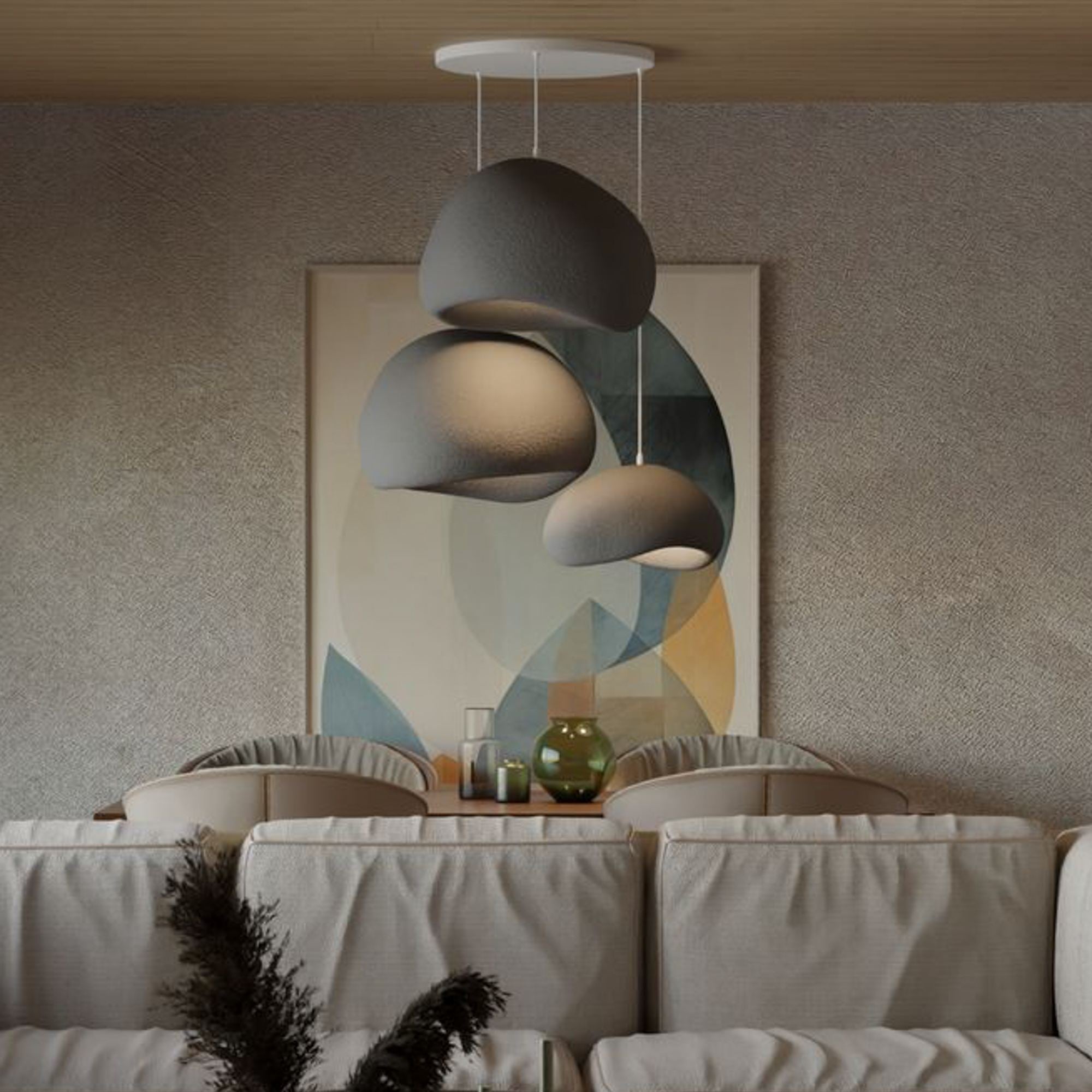 Candeeiro de Teto – 31-120 cm – Cinza Concreto – Composto Polimérico