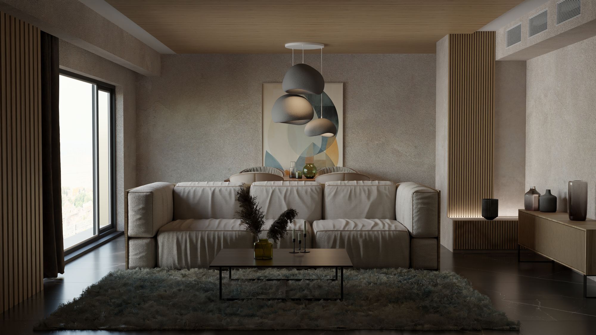 Candeeiro de Teto – 31-120 cm – Cinza Concreto – Composto Polimérico